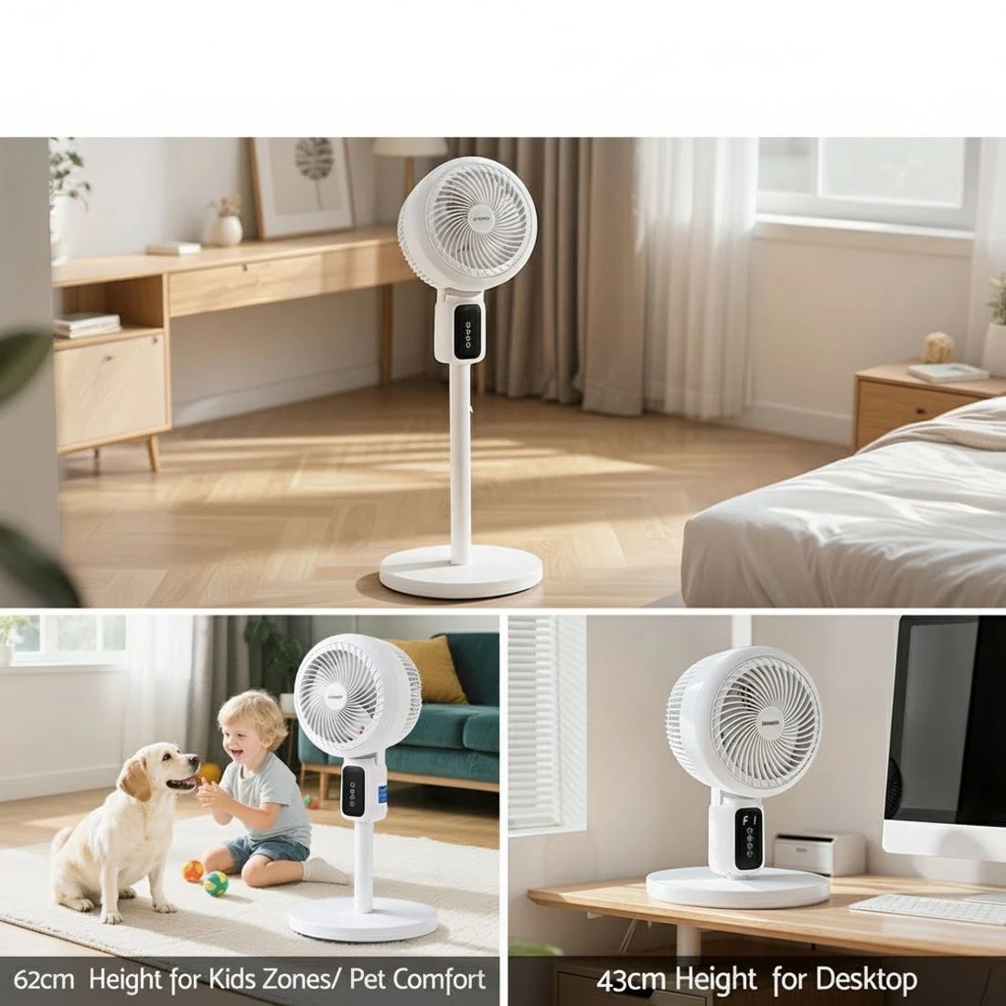 6 Devanti Pedestal Fan W/ Remote 3 Speed 12H Timer Height Adjustable Cooling Fan - Natural, 6 of 7