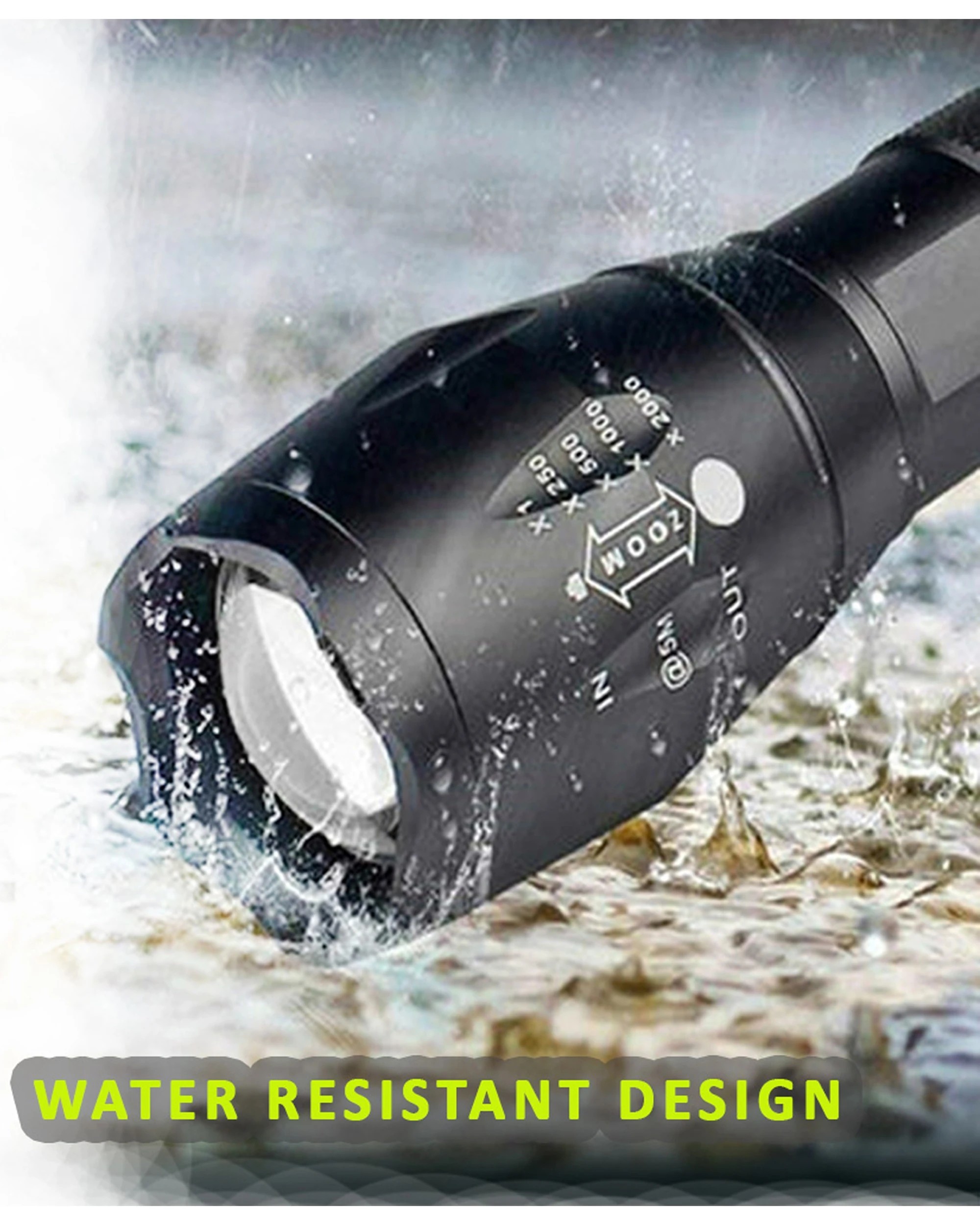 4 Sansai Tactical Grade Ultra Bright Camping Hiking Outdoors Battery LED Torch - Black, 4 of 5