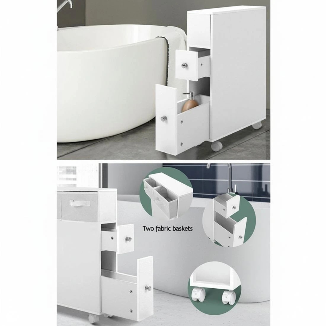 7 Artiss Bathroom Cabinet Storage Toilet Organiser - White, 7 of 8