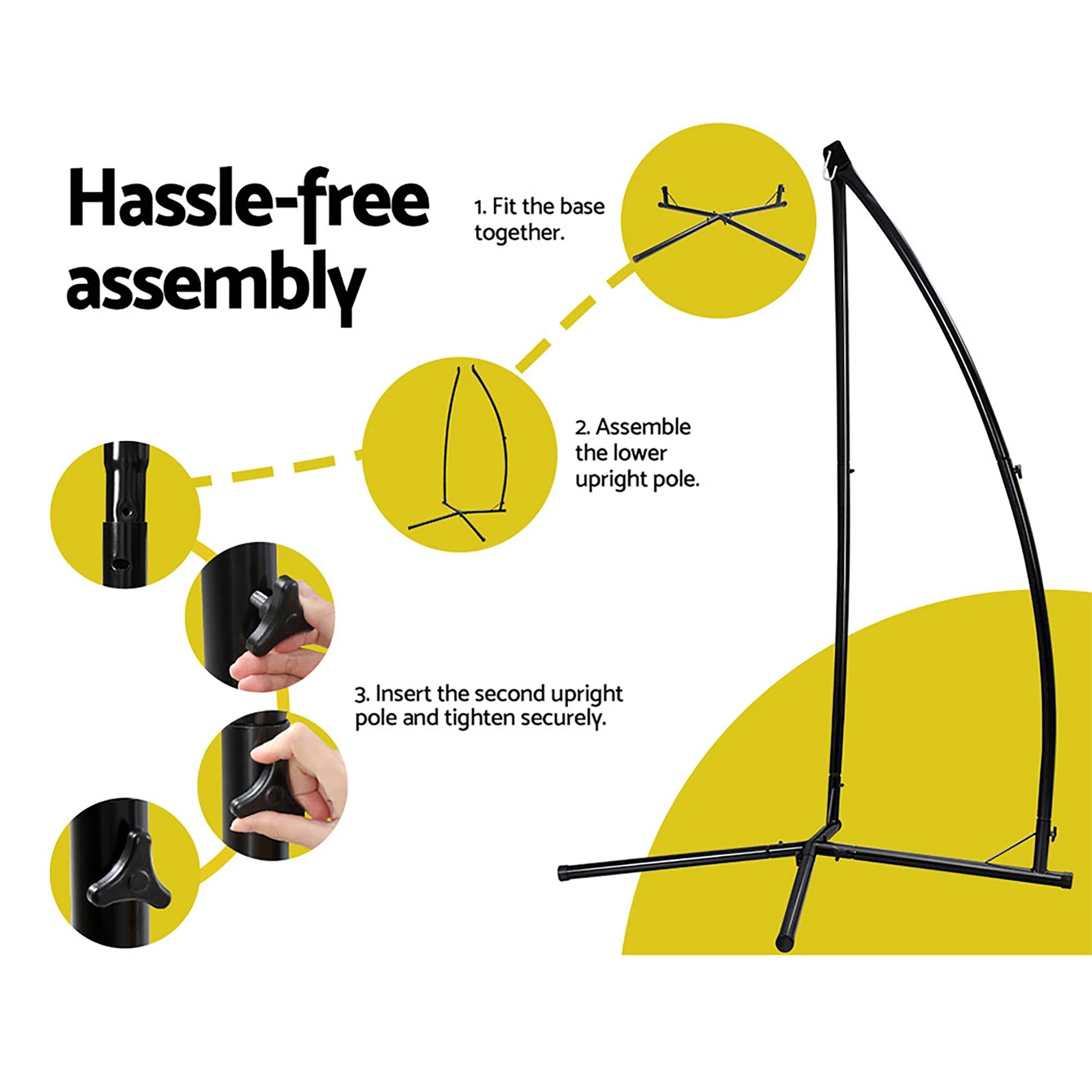 6 Gardeon Hammock Chair Nest Web Outdoor Swing with Steel Stand 100cm - Multi, 6 of 6