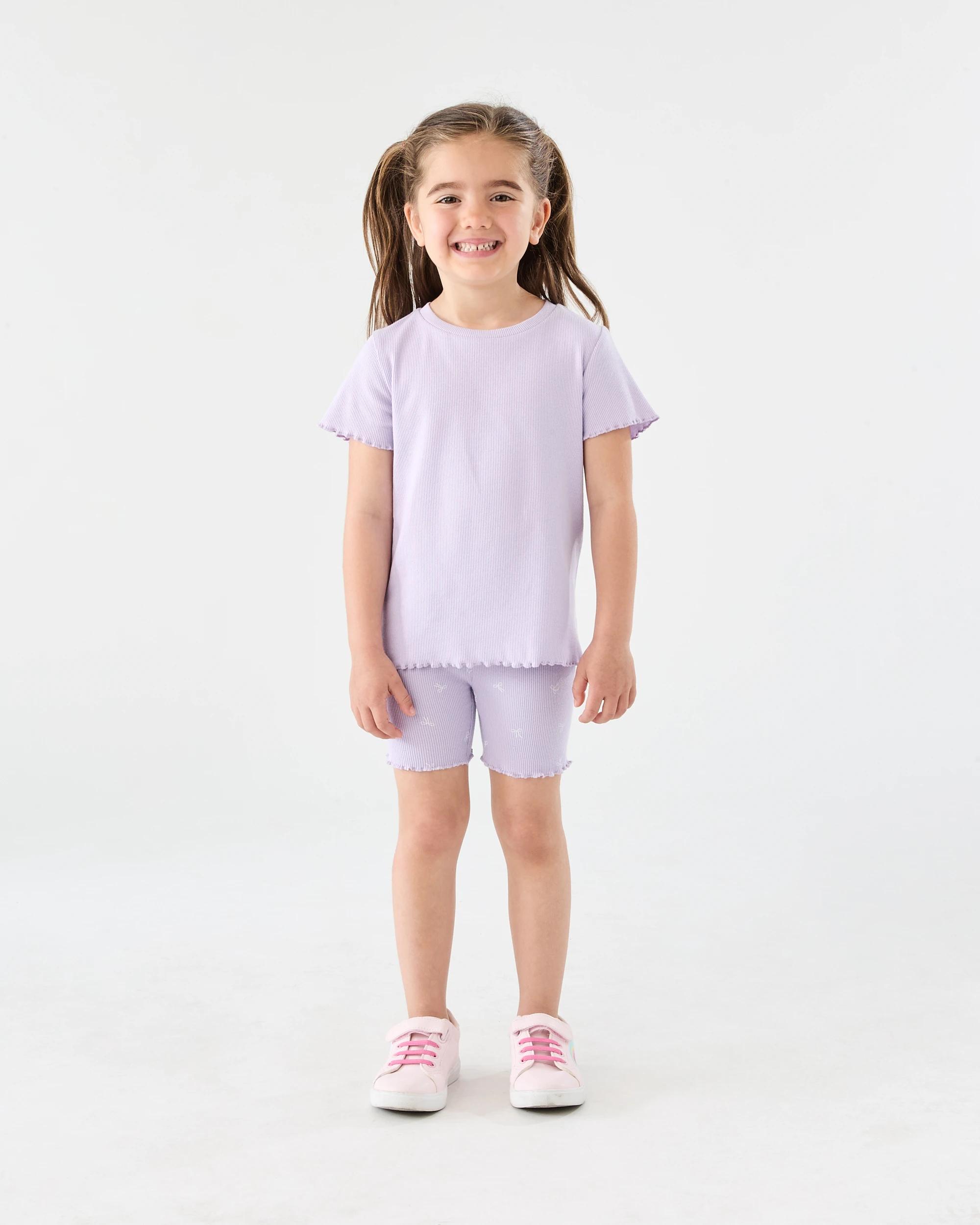 5 Printed Rib Bike Shorts CUTE BOWS PASTEL LILAC, 5 of 6