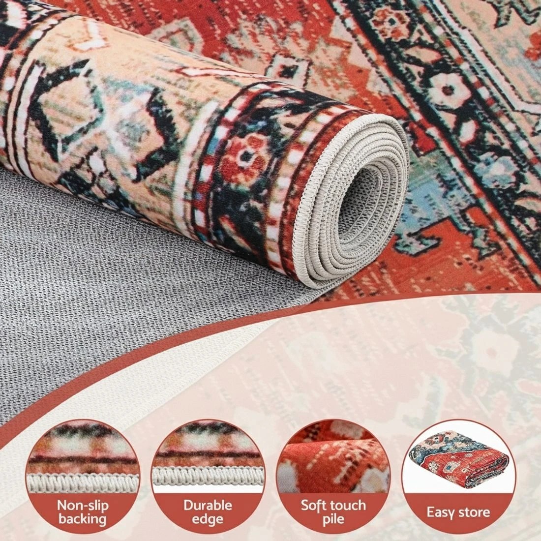 4 Artiss Floor Rug 240X340cm Large Washable Area Rug Modern Living Room Carpet - Red, 4 of 9