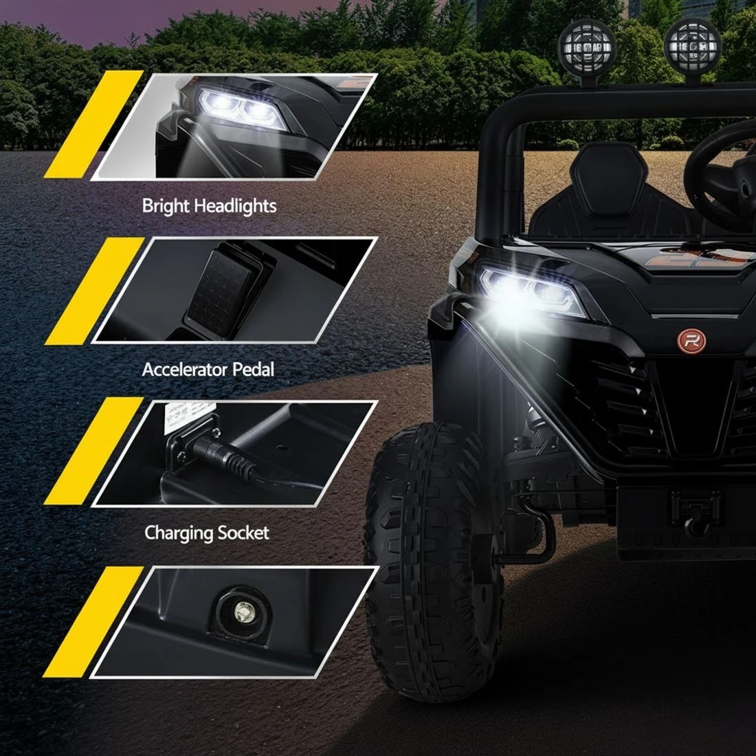 6 Rigo Kids Ride On Car Electric Toys Cars Headlight Music Remote Control - Black, 6 of 7