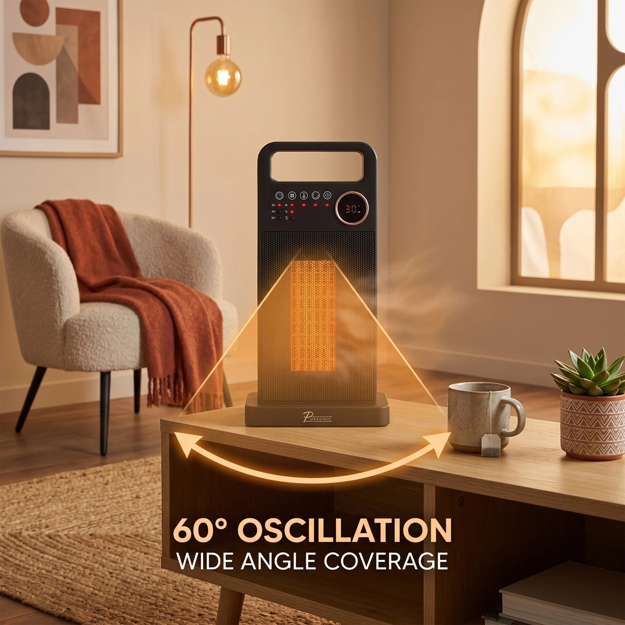 4 Pursonic Digital Ceramic Oscillating Tower Heater - Black, 4 of 4