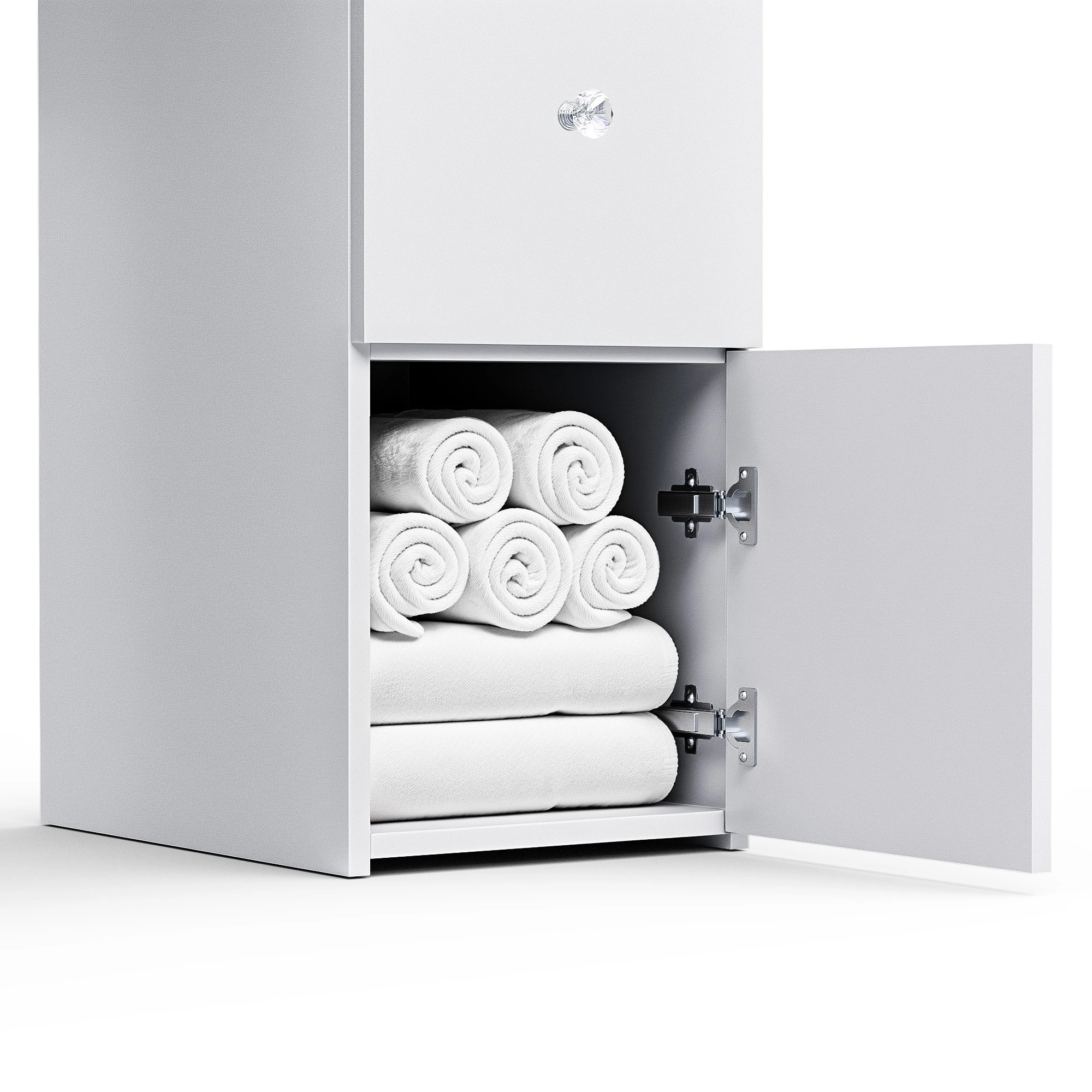 7 Advwin Vanity Desk Manicure Table With Dust Collector Glass Top Acetone Resistant Drawers Shelves
 - White, 7 of 10