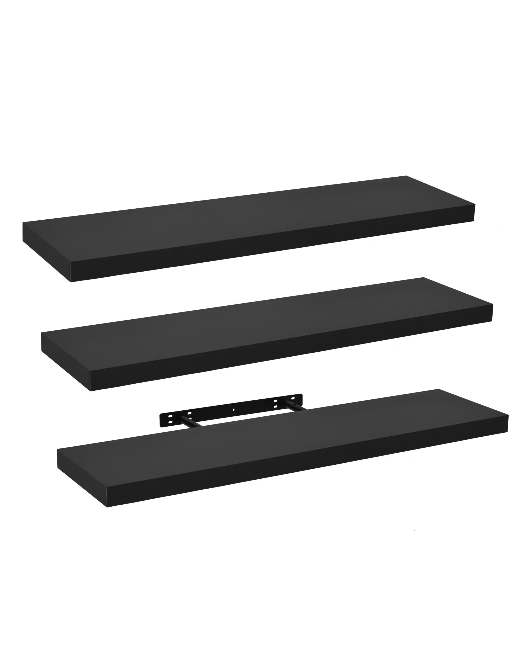 3 Takara Seiso Floating Wall Shelves Display Rack (Set of 3) Large 90cm - Black, 3 of 10
