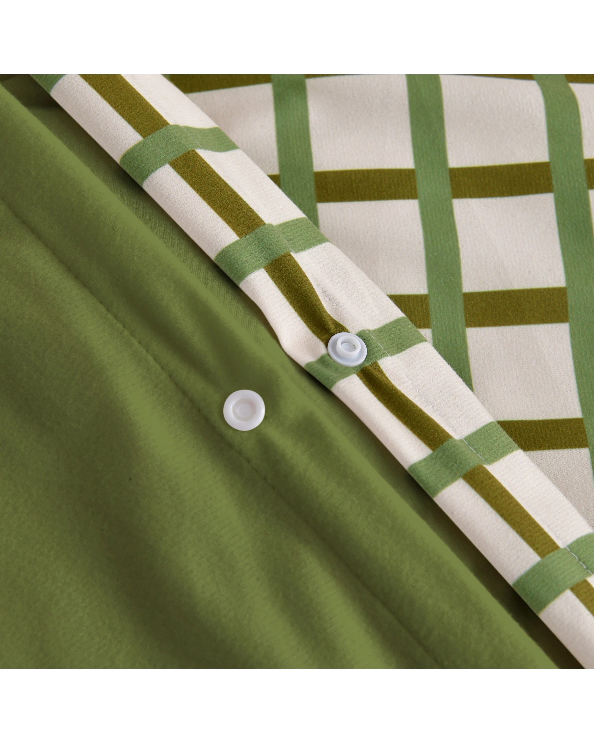 6 Dreamaker Micro Flannel Reversible Grid Quilt Cover Set - Double Bed - Olive, 6 of 9