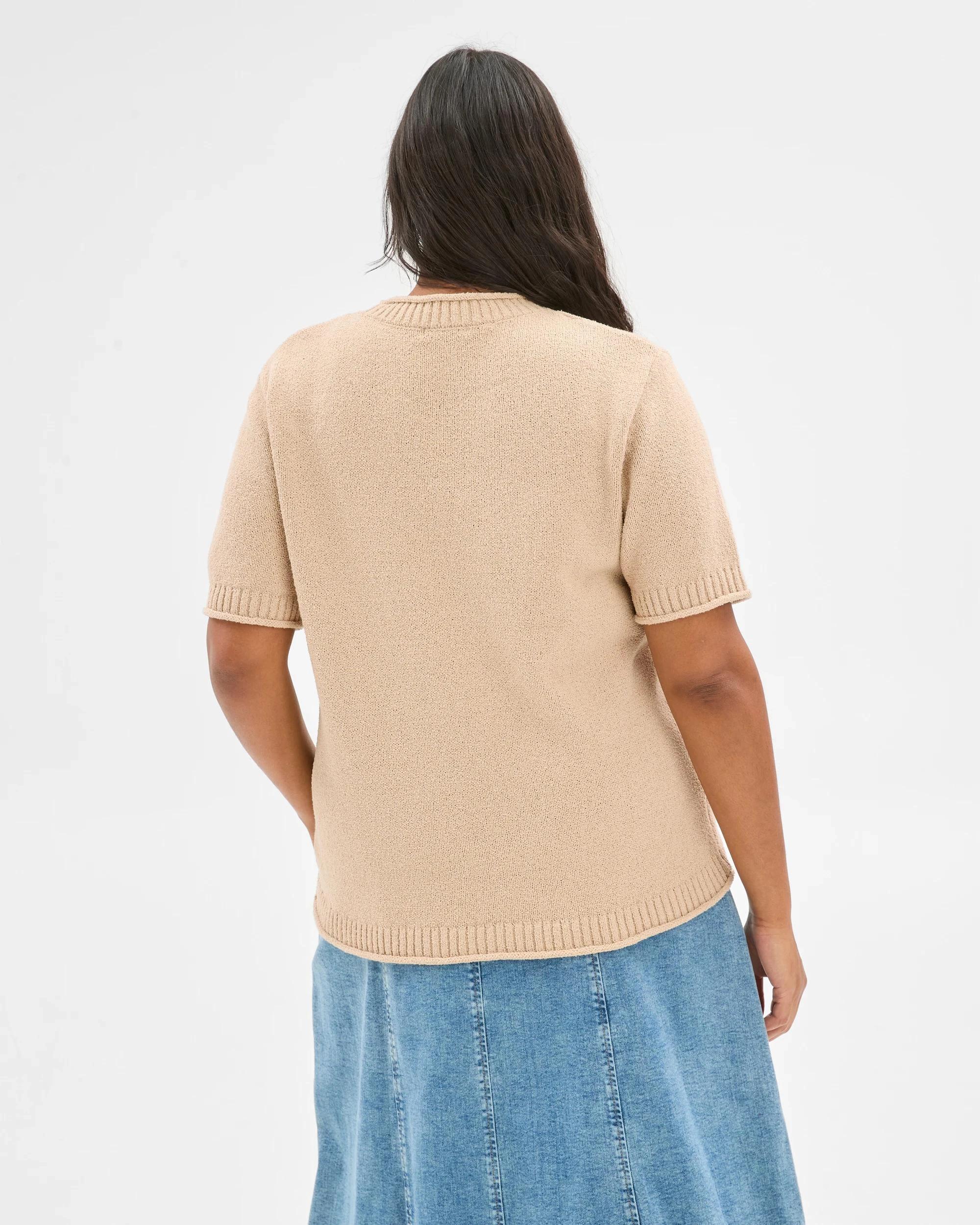 6 Target Plus Size Australian Cotton Blend Mini Boucle Knit Top ASH BROWN, 6 of 6