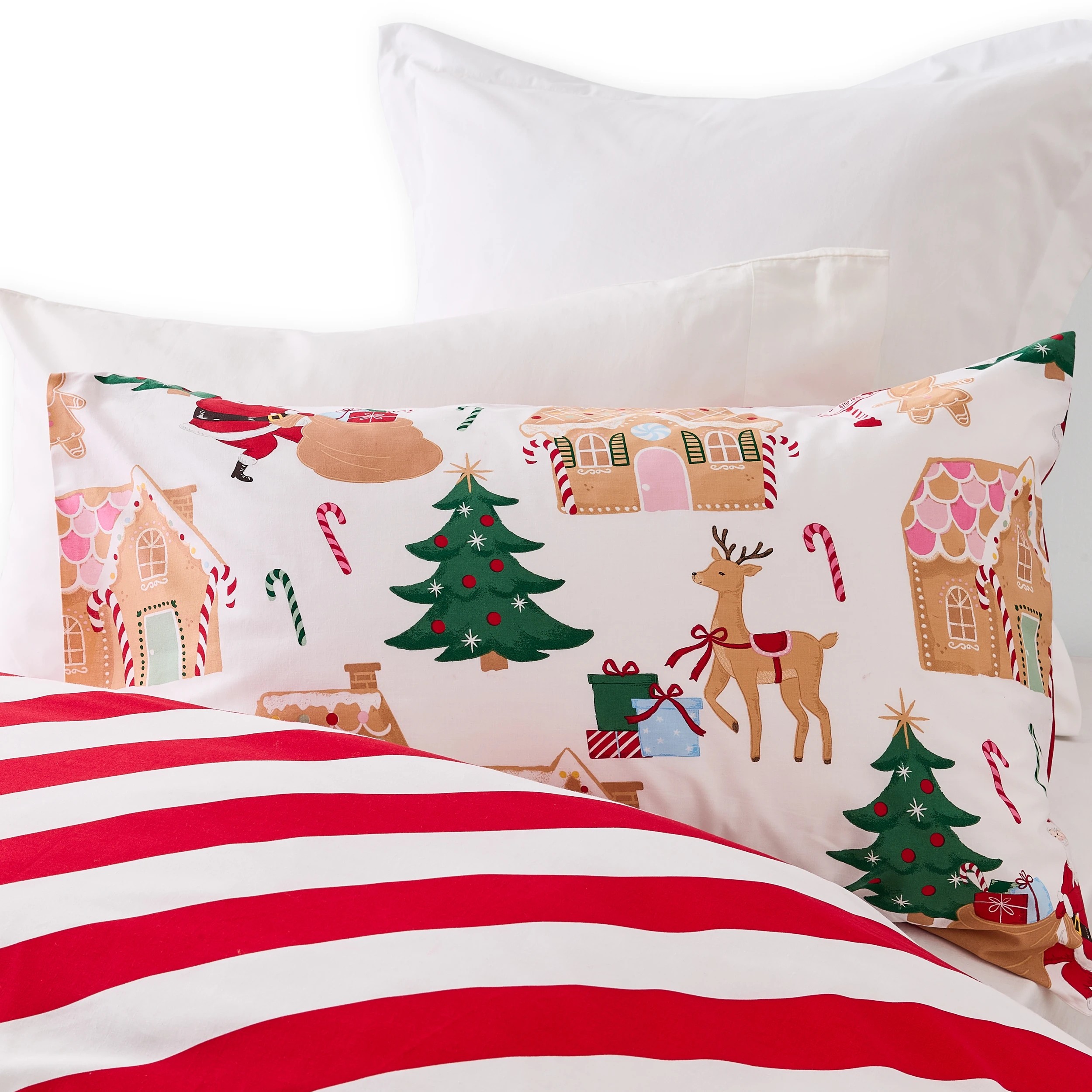 3 Gingerbread Village Reversible Cotton Rich Quilt Cover Set - Single Bed, 3 of 7