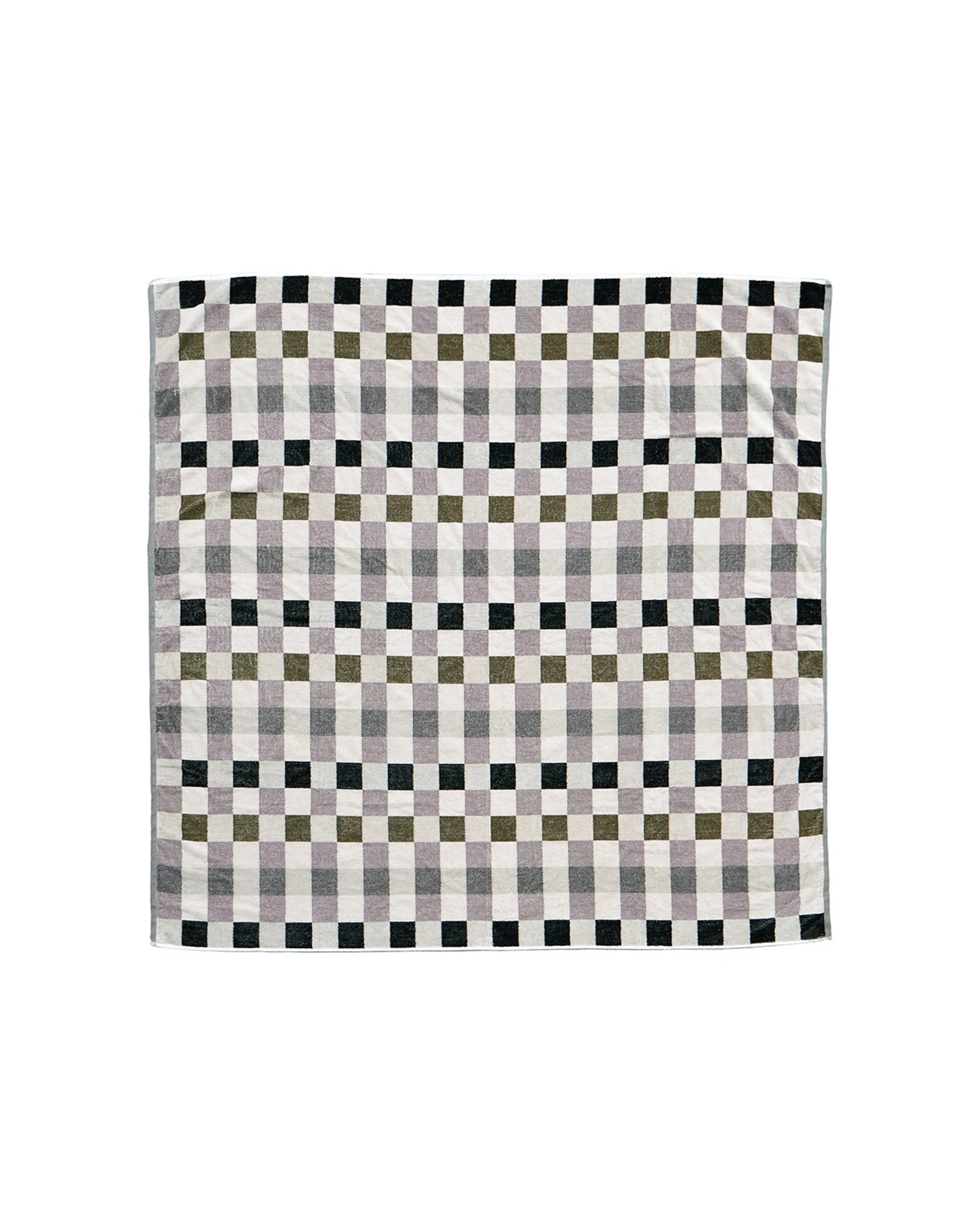 1 Bambury Jacquard Cotton Beach Blanket - Truffle Check 170x170cm - Multi, 1 of 2