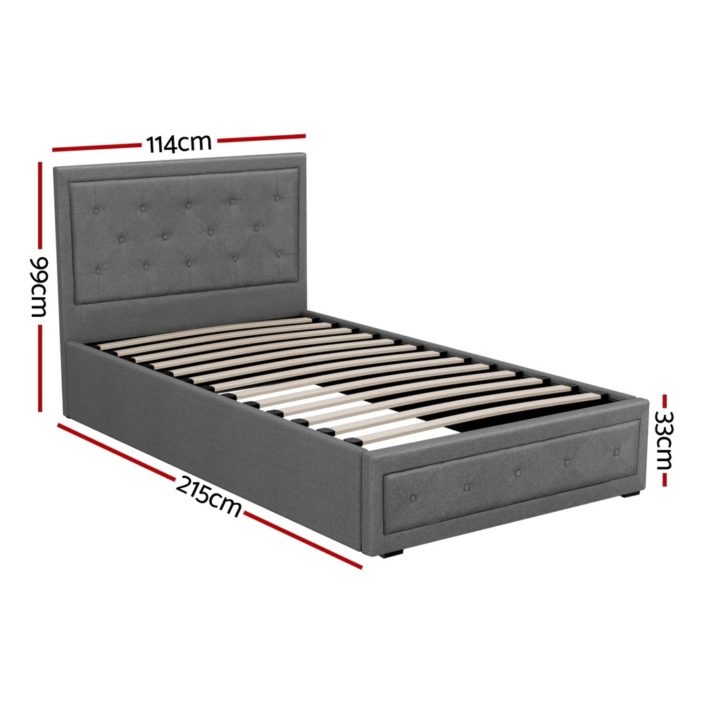 2 Artiss Bed Frame King Single Size Gas Lift  TIYO - Grey, 2 of 7