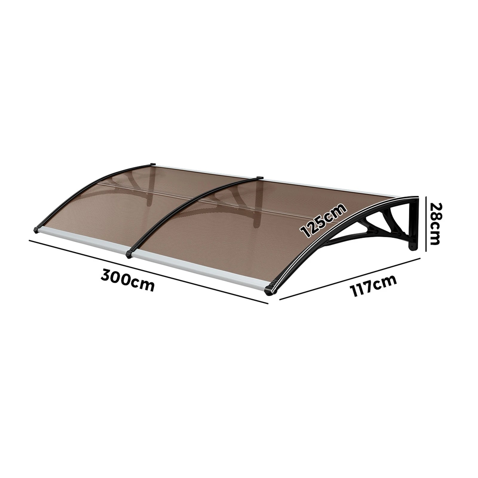 2 Livsip Window Door Awning Canopy Outdoor Patio Rain Cover Sun Shield 1.17mx3m - Brown, 2 of 8