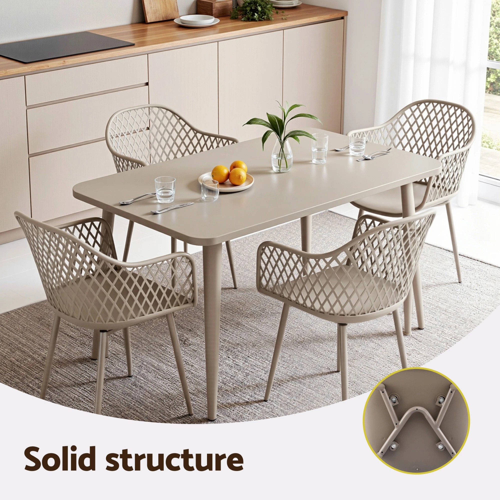 6 Gardeon 4PC Outdoor Dining Chairs PP Lounge Chair Patio Furniture Garden - Charcoal, 6 of 6