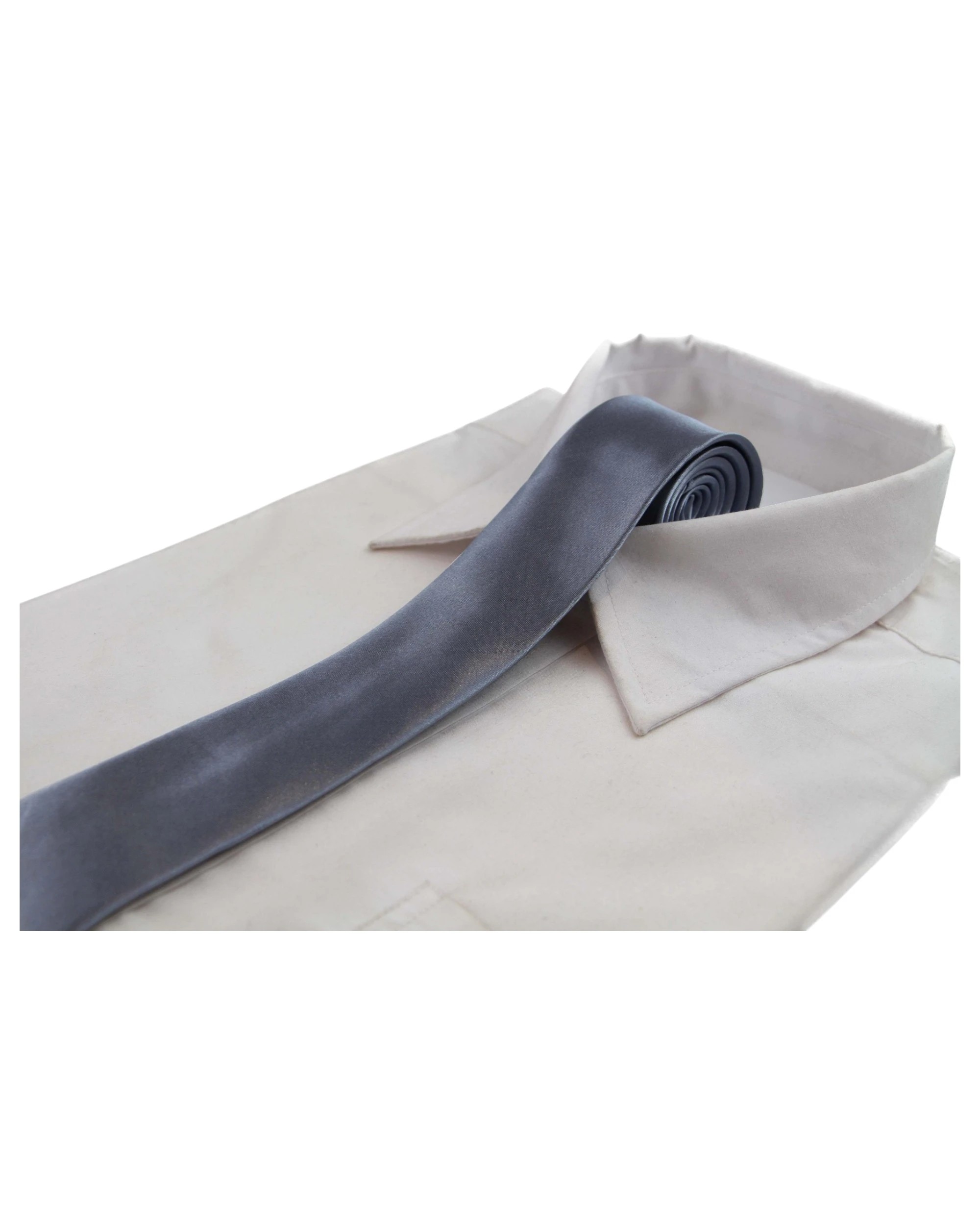 1 Zasel Mens 5cm Skinny Plain Neck Tie - Grey, 1 of 1