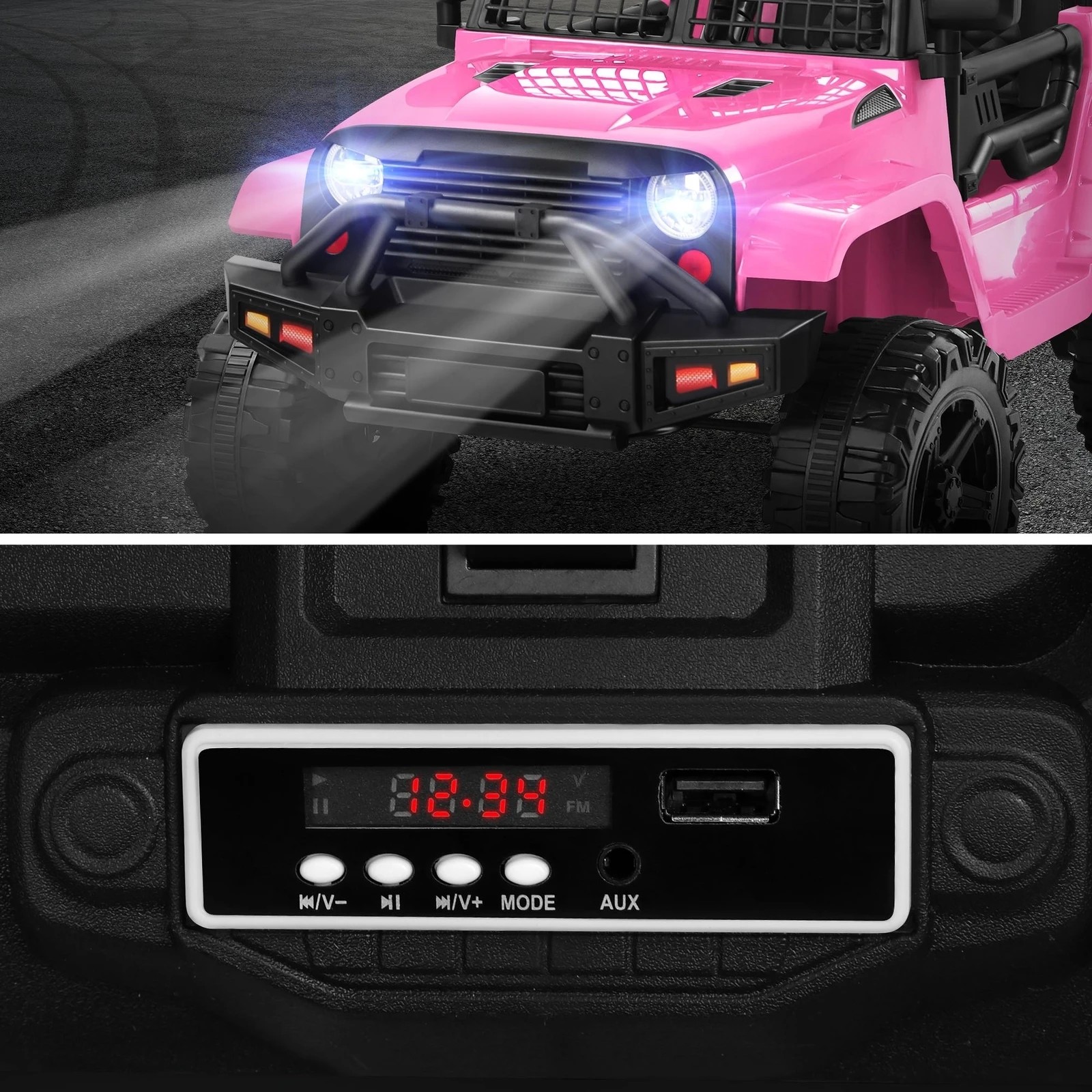 9 Alfordson Kids Ride On Car Toy Jeep Electric 12V 70W Motors R/C LED Lights - Pink, 9 of 10