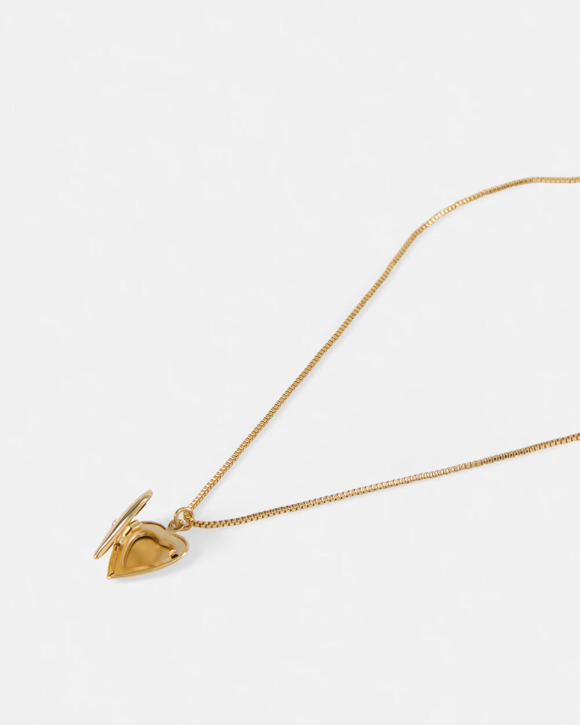 3 18K Gold Plated Heart Locket Necklace Gold, 3 of 5