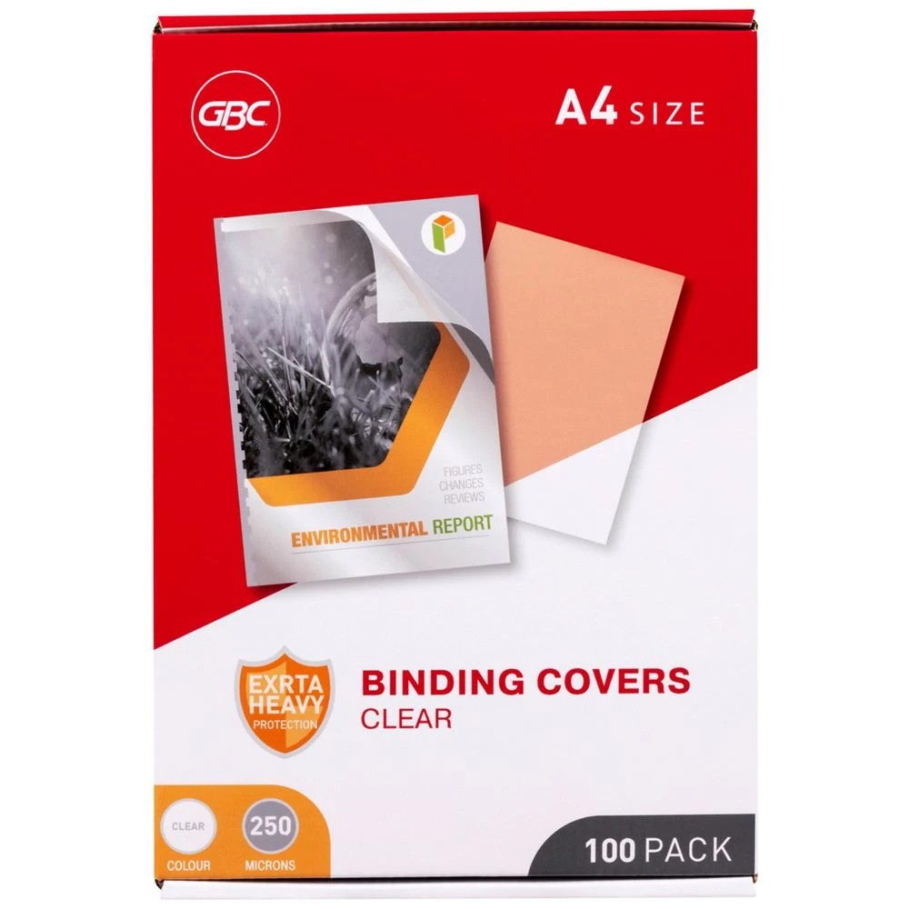 1 GBC A4 Binding Covers 250 Micron Clear 100 Pack, 1 of 1
