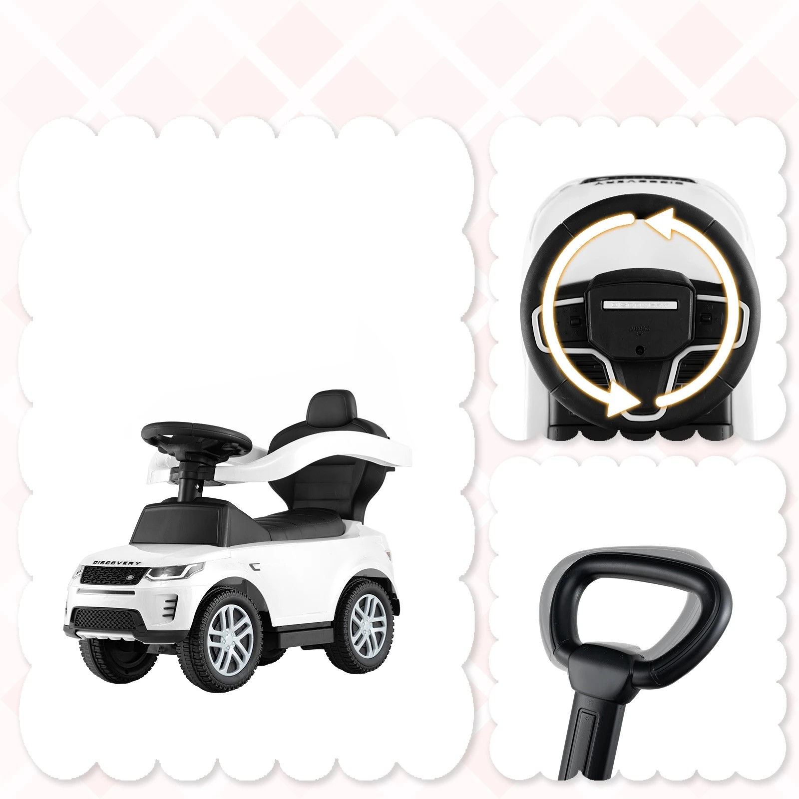 4 Costway 3-in-1 Push Car Kids Ride on Toy Vehicle - White, 4 of 5