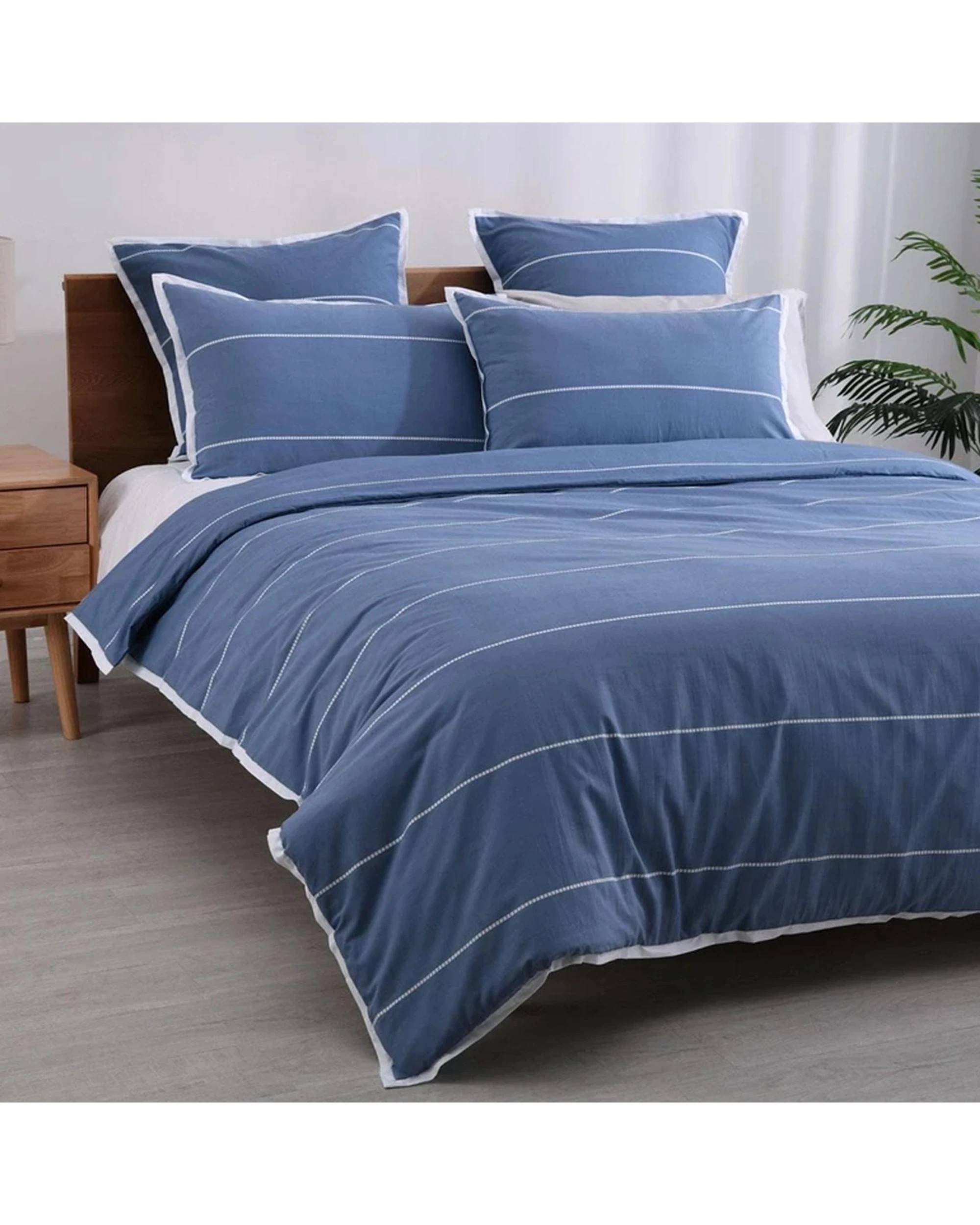 2 Jason Commercial Calista Quilt Cover Set 270x240cm - Blue, 2 of 2