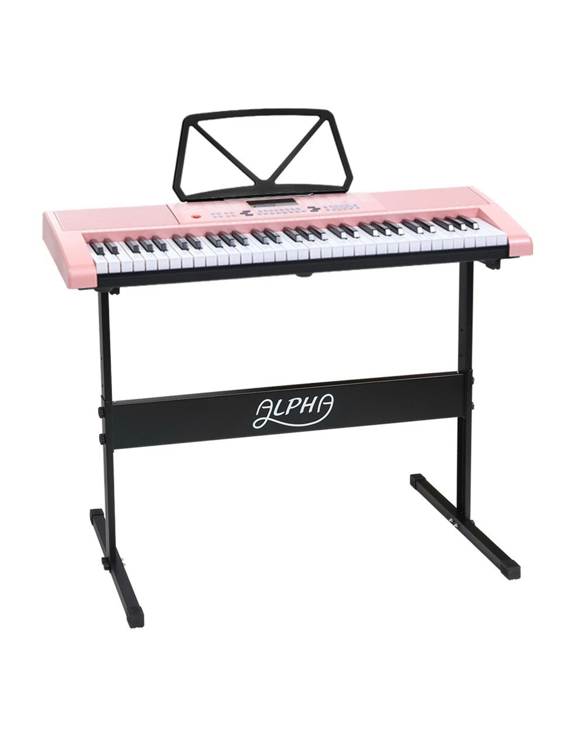 1 Alpha 61 Keys Electronic Piano Keyboard Digital Electric w/ Stand Lighted - Pink, 1 of 5