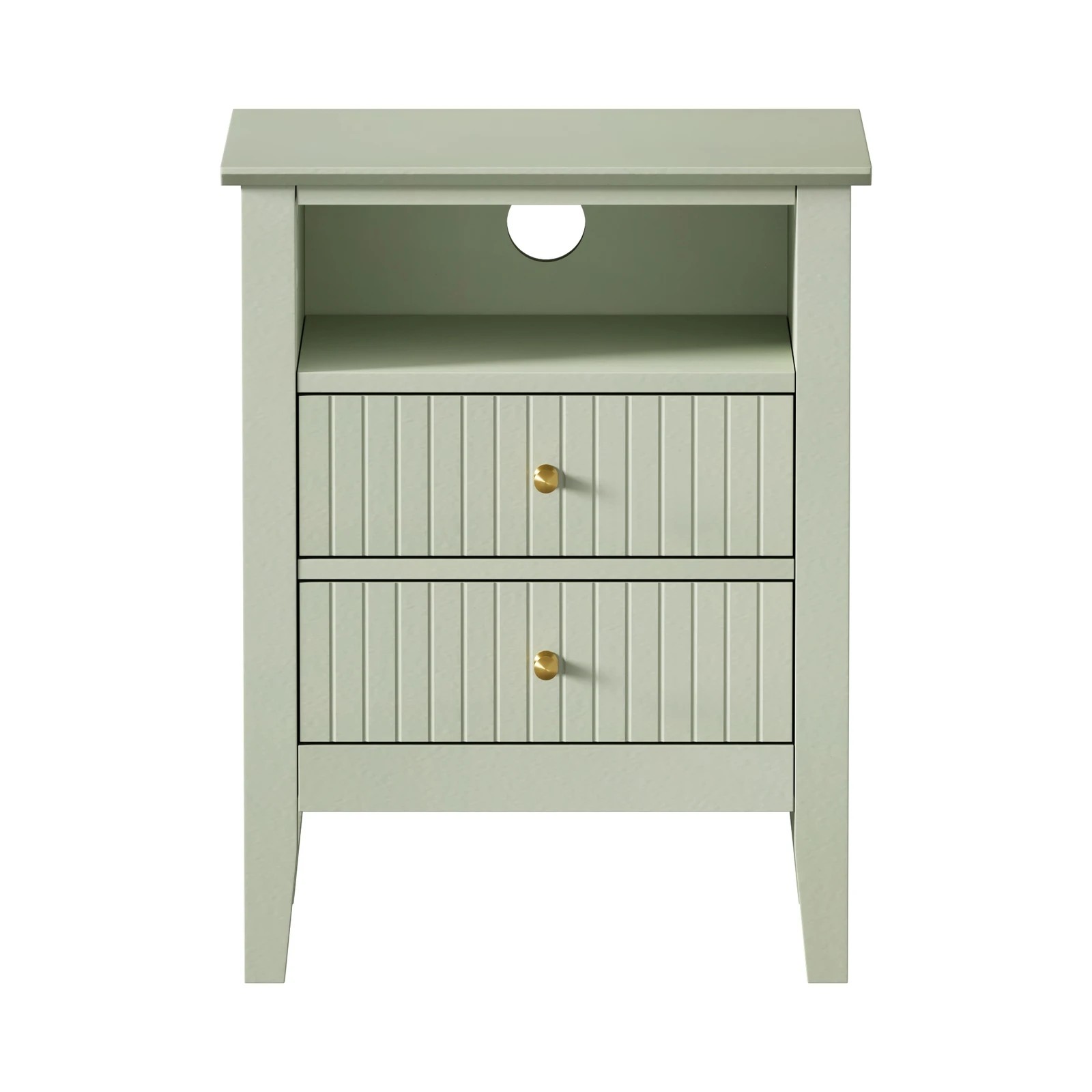 7 Oikiture Bedside Table Nightstand 2 Drawer with Shelf Storage Cabinet - Green, 7 of 9