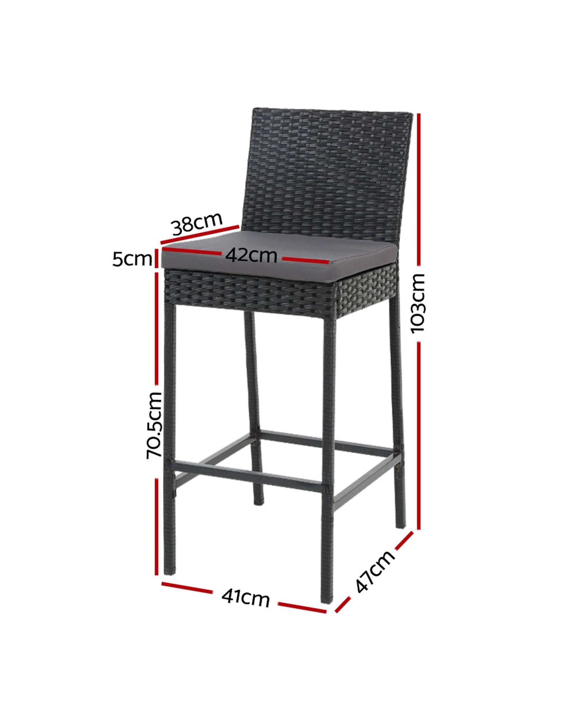 2 Gardeon 2-Piece Outdoor Bar Stools Dining Chair Bar Stools Rattan Furniture
 - black, 2 of 3
