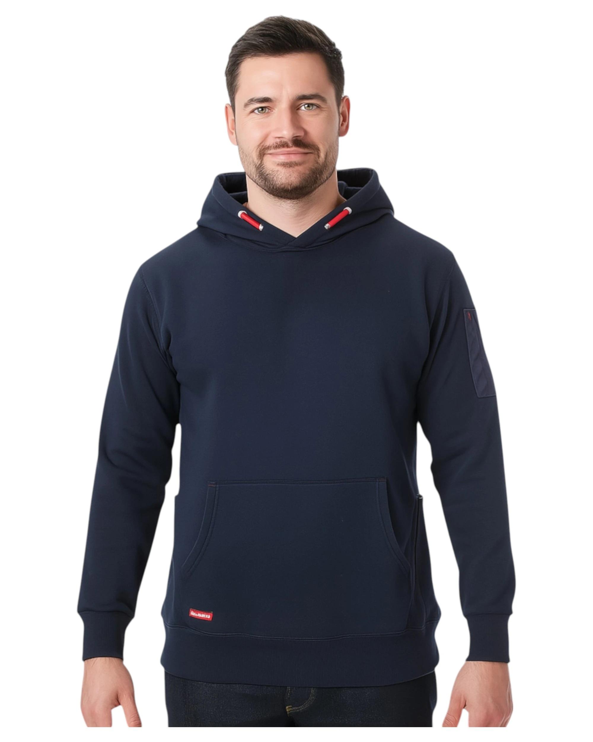 6 Hard Yakka Mens Brushed Fleece Hoodie Jumper Navy NAVY, 6 of 10