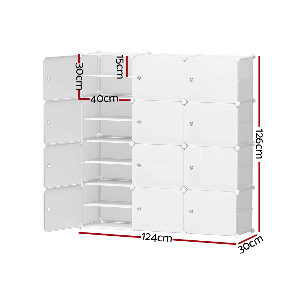 3 Artiss Shoe Rack DIY 12 Storage Cube Stackable - White, 3 of 5