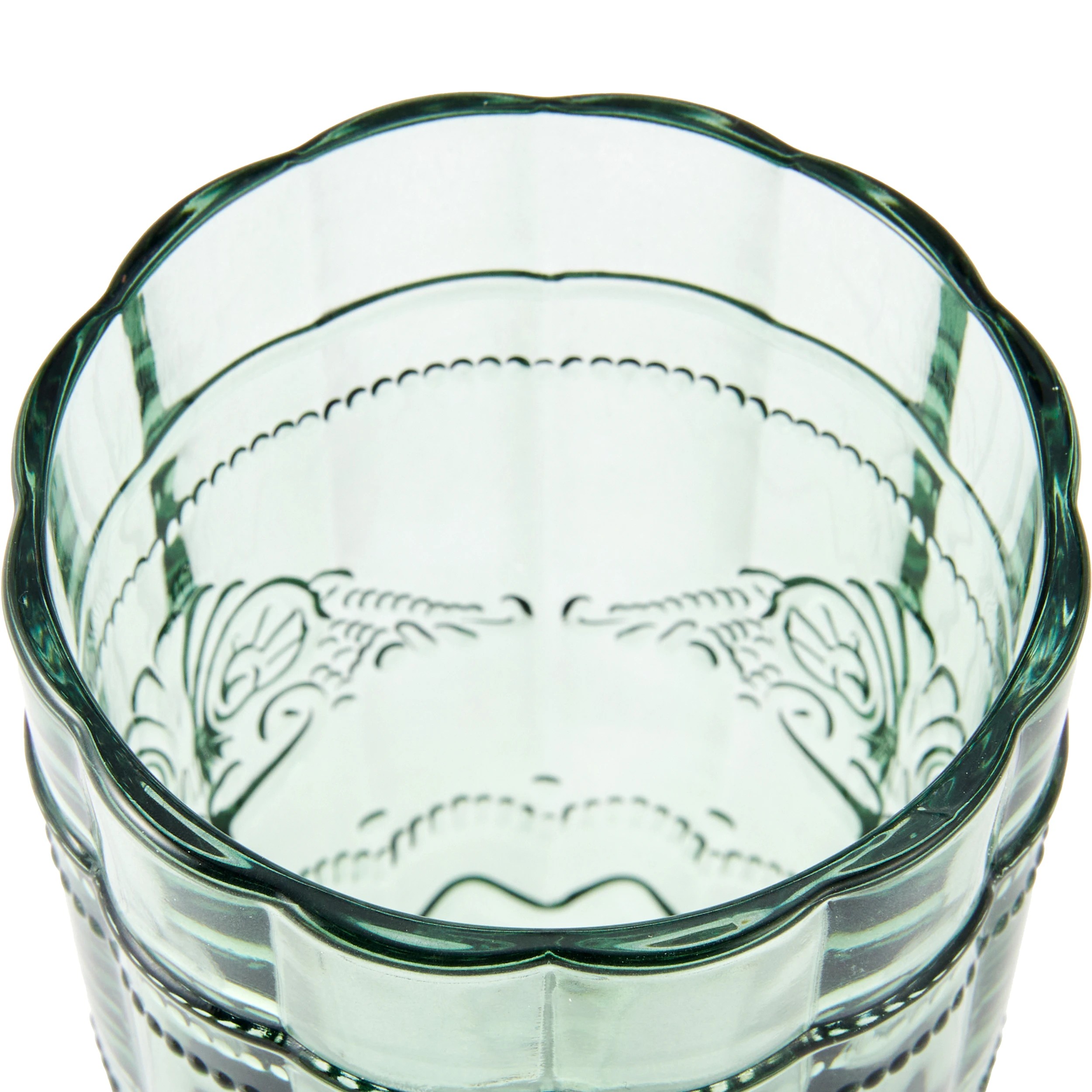 3 6 Green Ornate Highball Glasses, 3 of 5