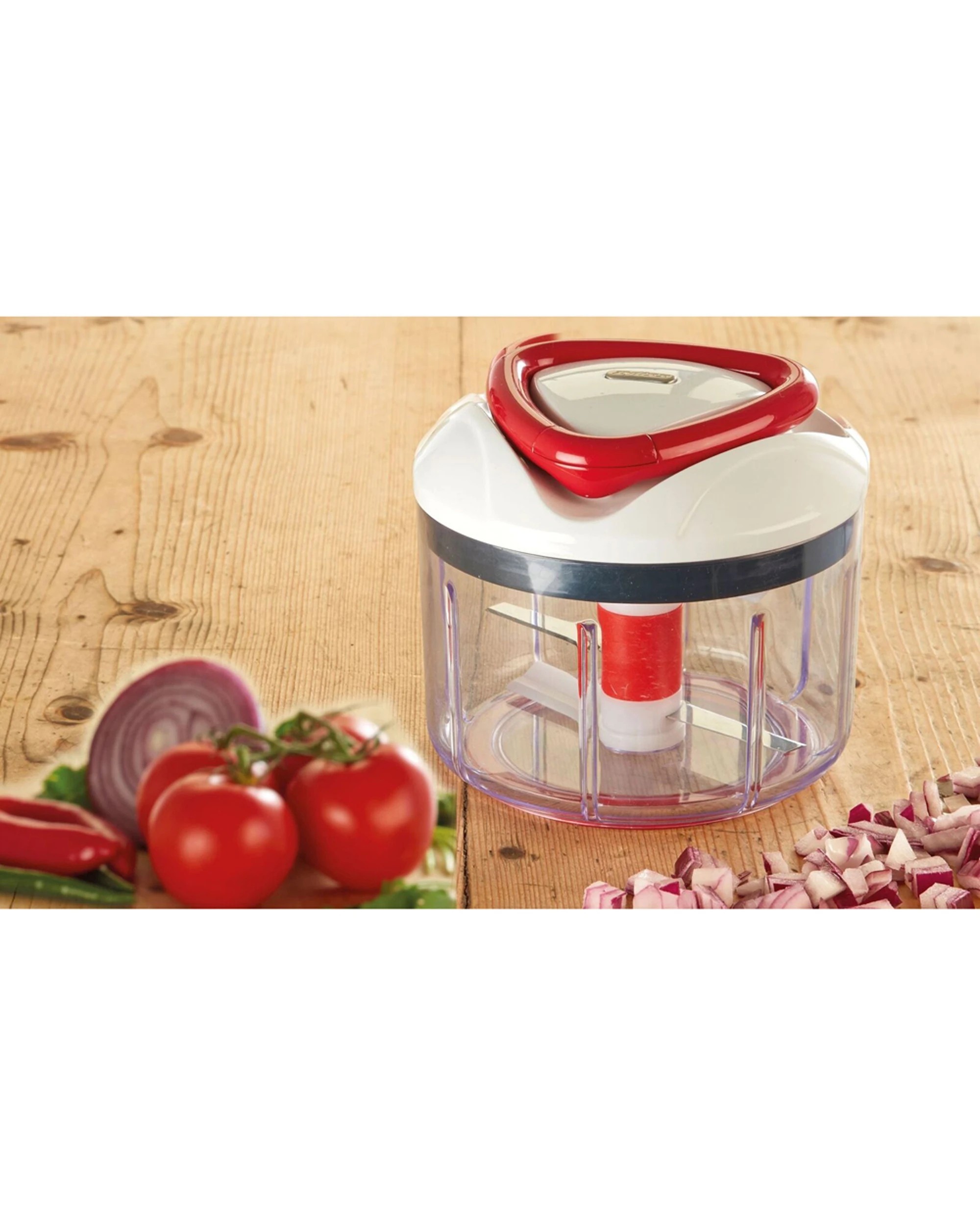 2 Zyliss Easy Pull Manual Food Processor 750ml Stainless Steel Blades - White, 2 of 6