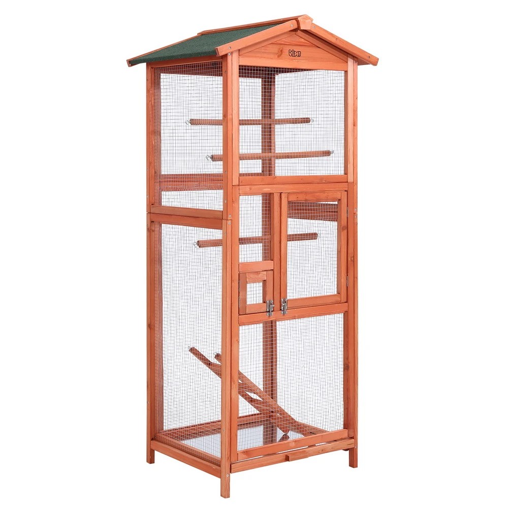1 i.Pet Bird Cage 72cm x 60cm x 168cm Pet Cages Large Aviary Parrot Carrier Travel Canary en XL - Brown, 1 of 7
