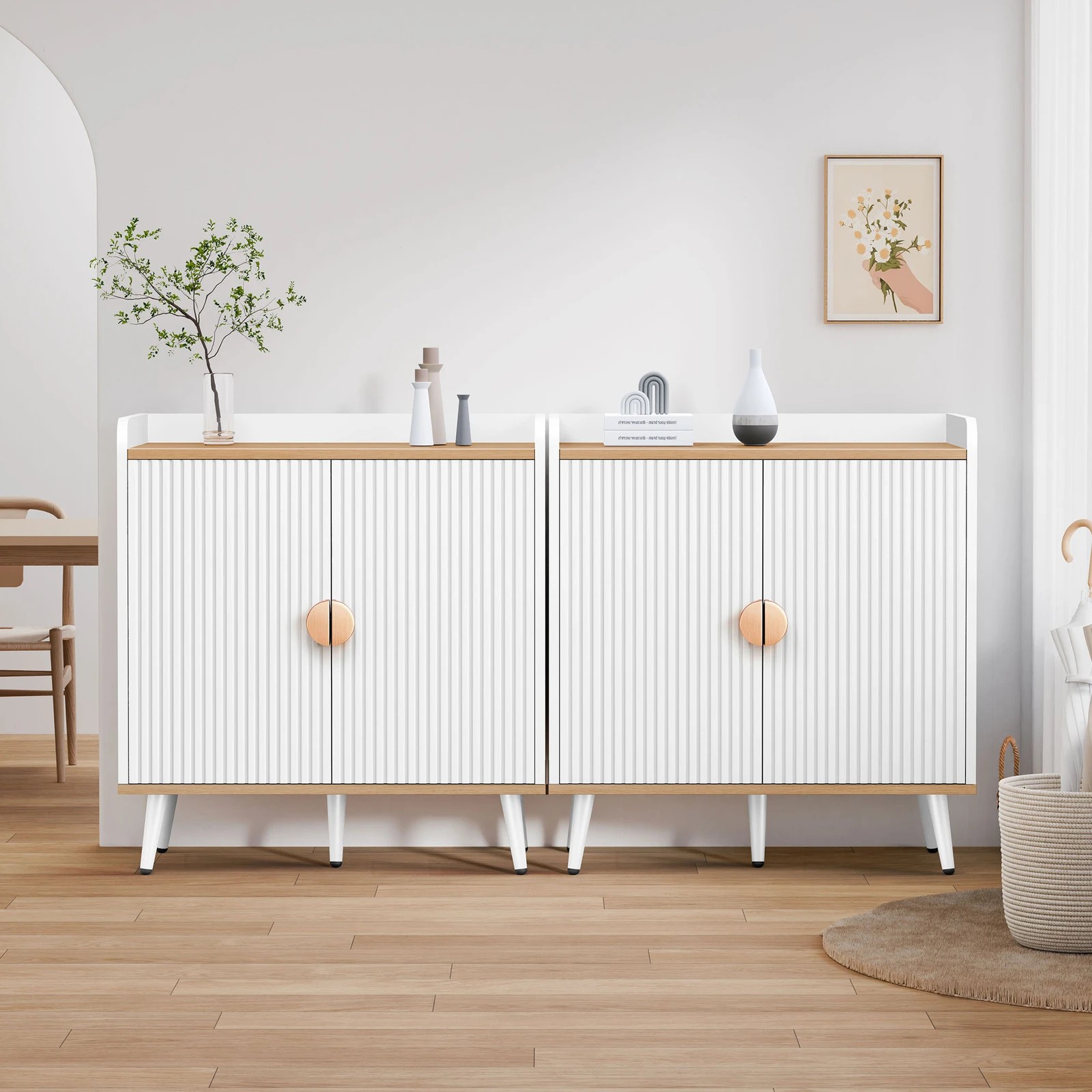 10 Alfordson Buffet Sideboard Storage Cabinet Cupboard Kitchen Hallway Table - White, 10 of 10