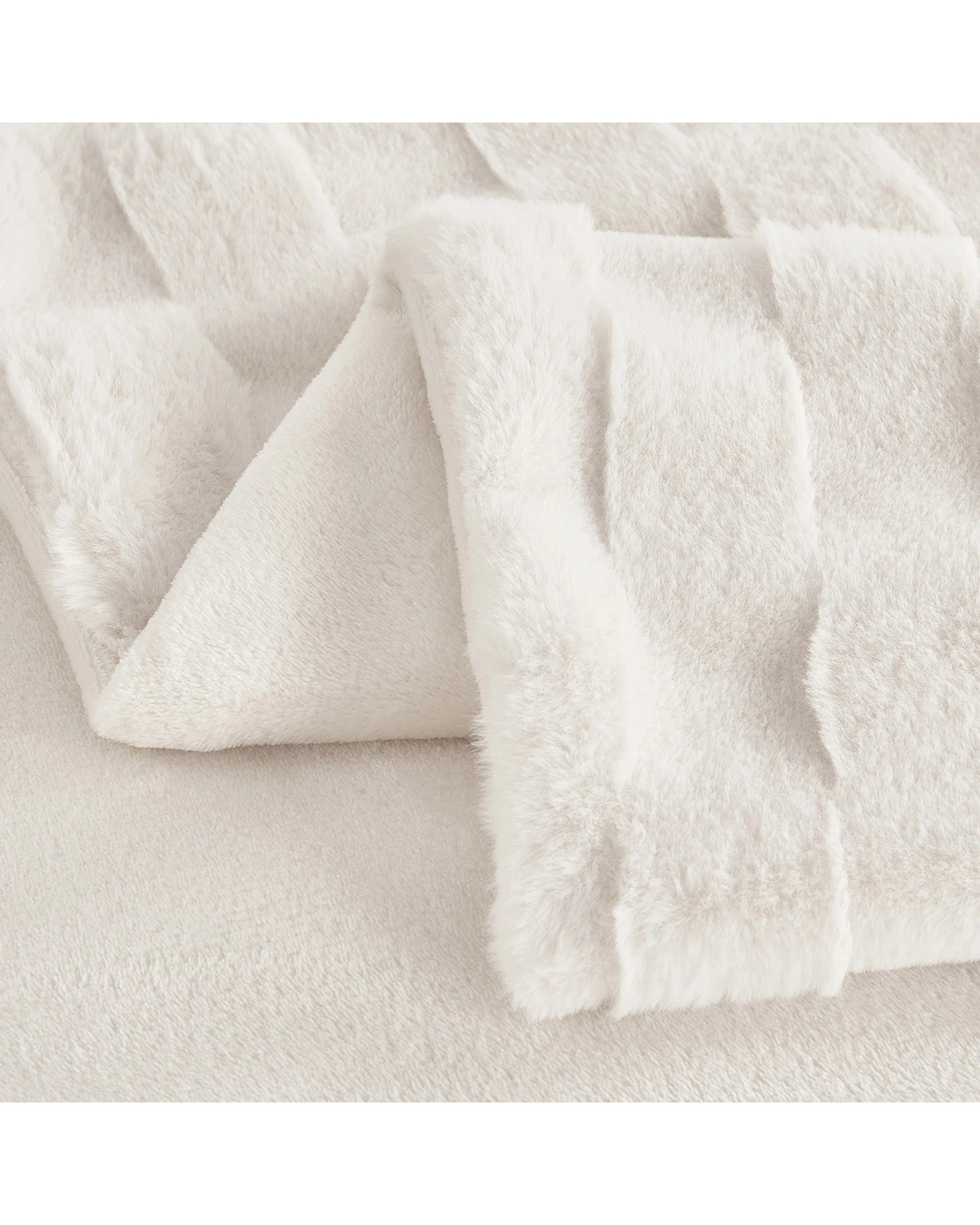 3 Dreamaker Basketweave Faux Fur Throw Blanket 130x170cm - Cream, 3 of 6