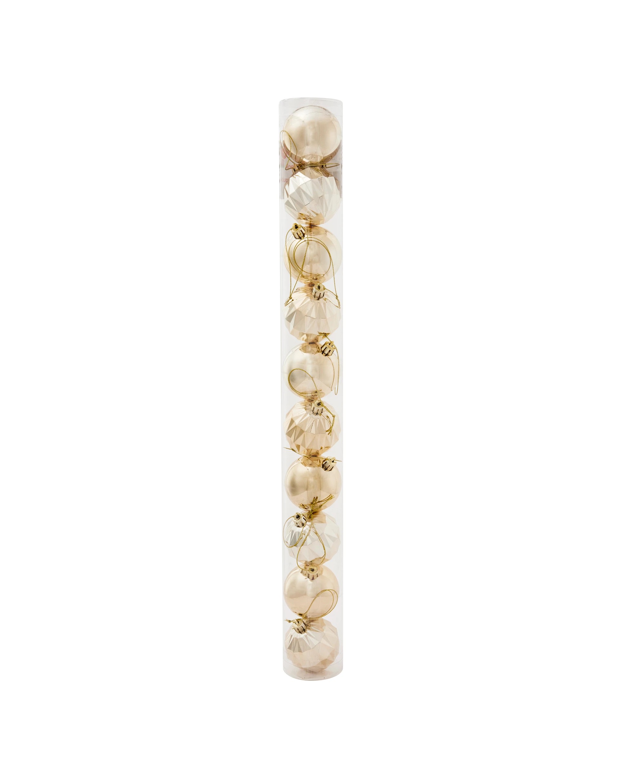 1 10 Pack 6cm Gold Look Baubles, 1 of 6