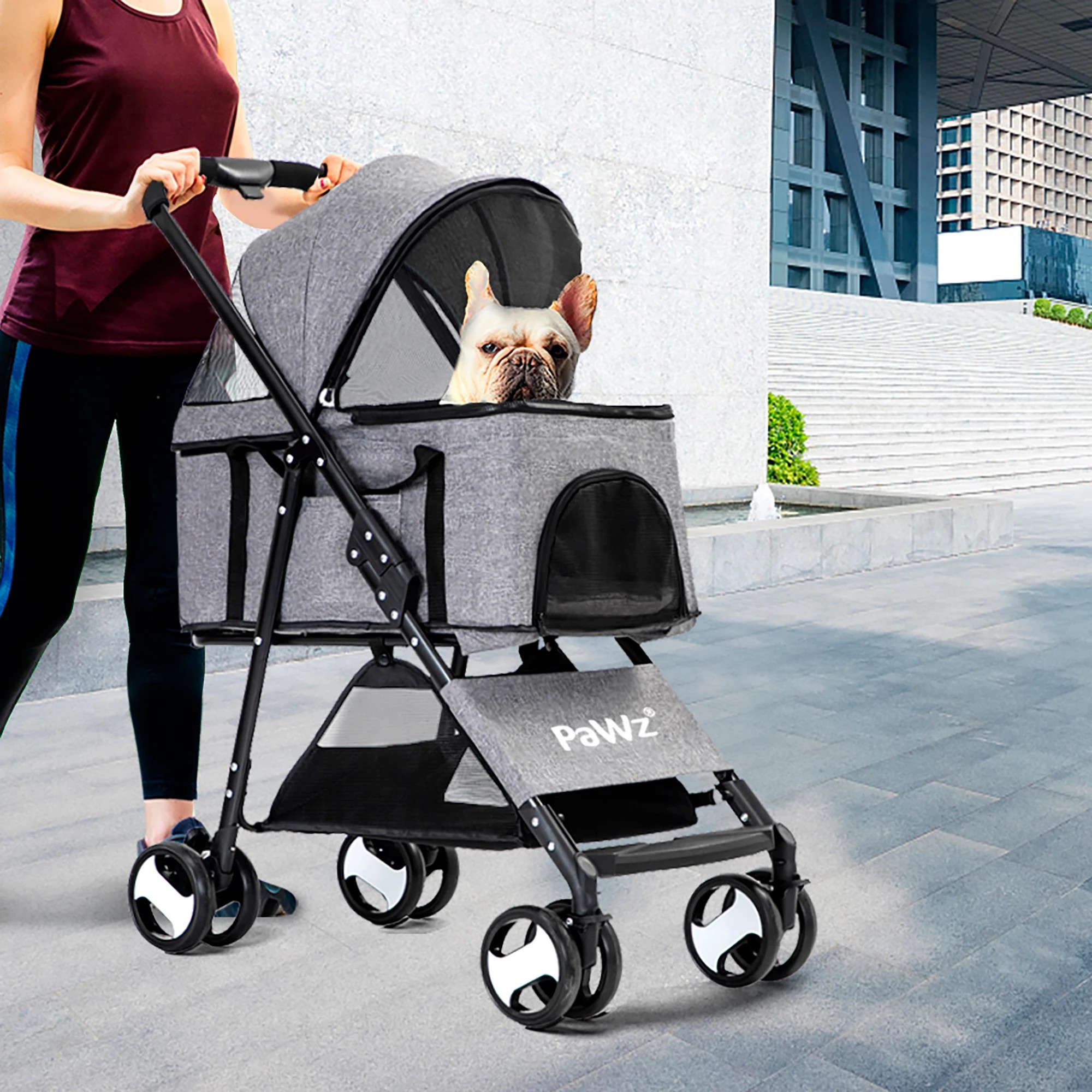 4 Pawz Detachable Pet Stroller-Grey, 4 of 7