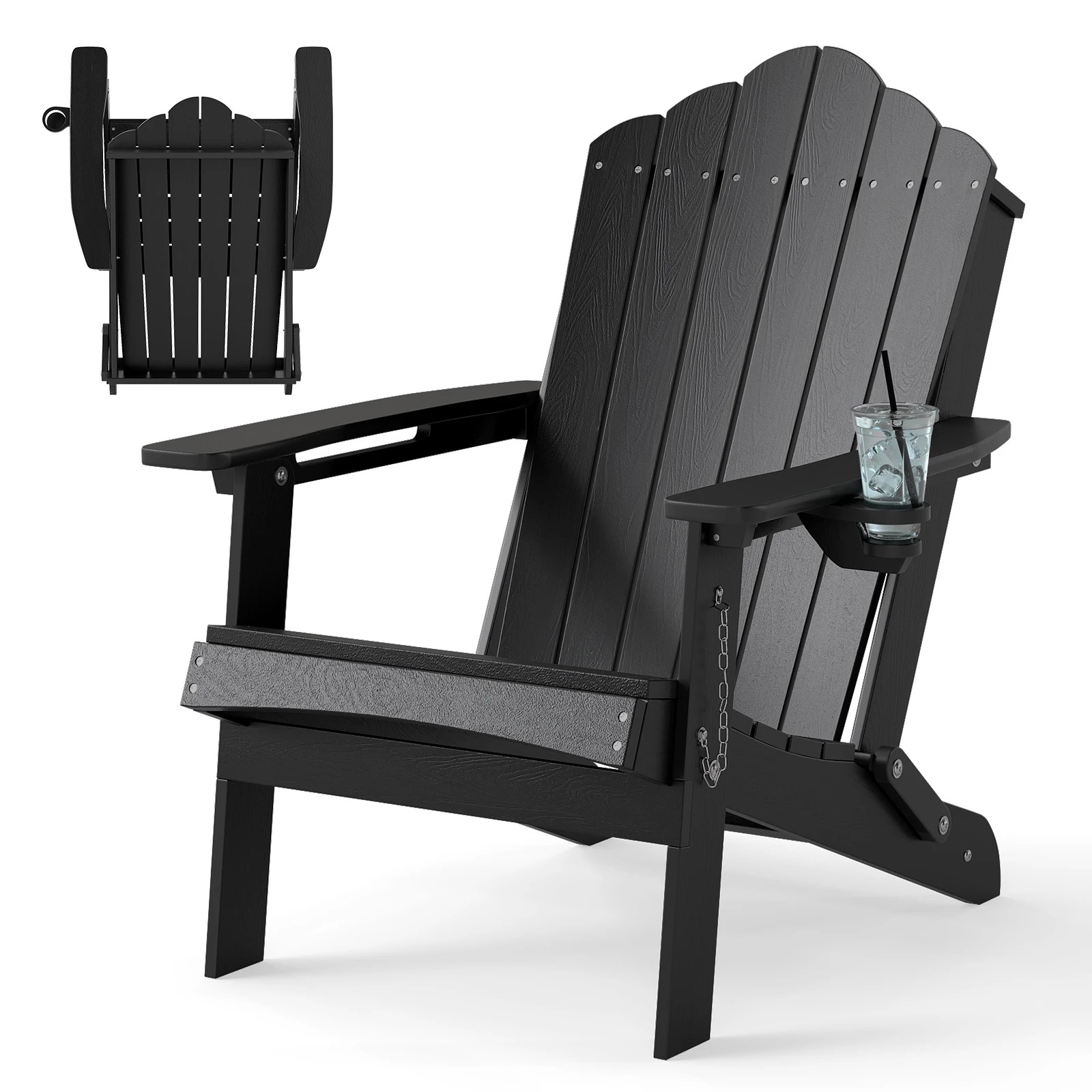 1 Costway Folding Adirondack Beach Chair Weather Resistance Sun Lounge Chair, 1 of 1