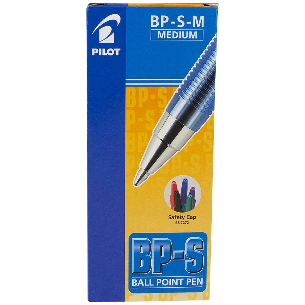1 PILOT BP-S Medium Ballpoint Pens Blue 12 Pack, 1 of 2