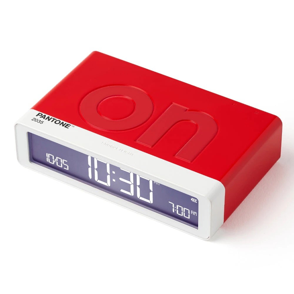 3 Lexon Flip Classic Reversible Alarm Clock PANTONE - 2035 Red - Red, 3 of 5