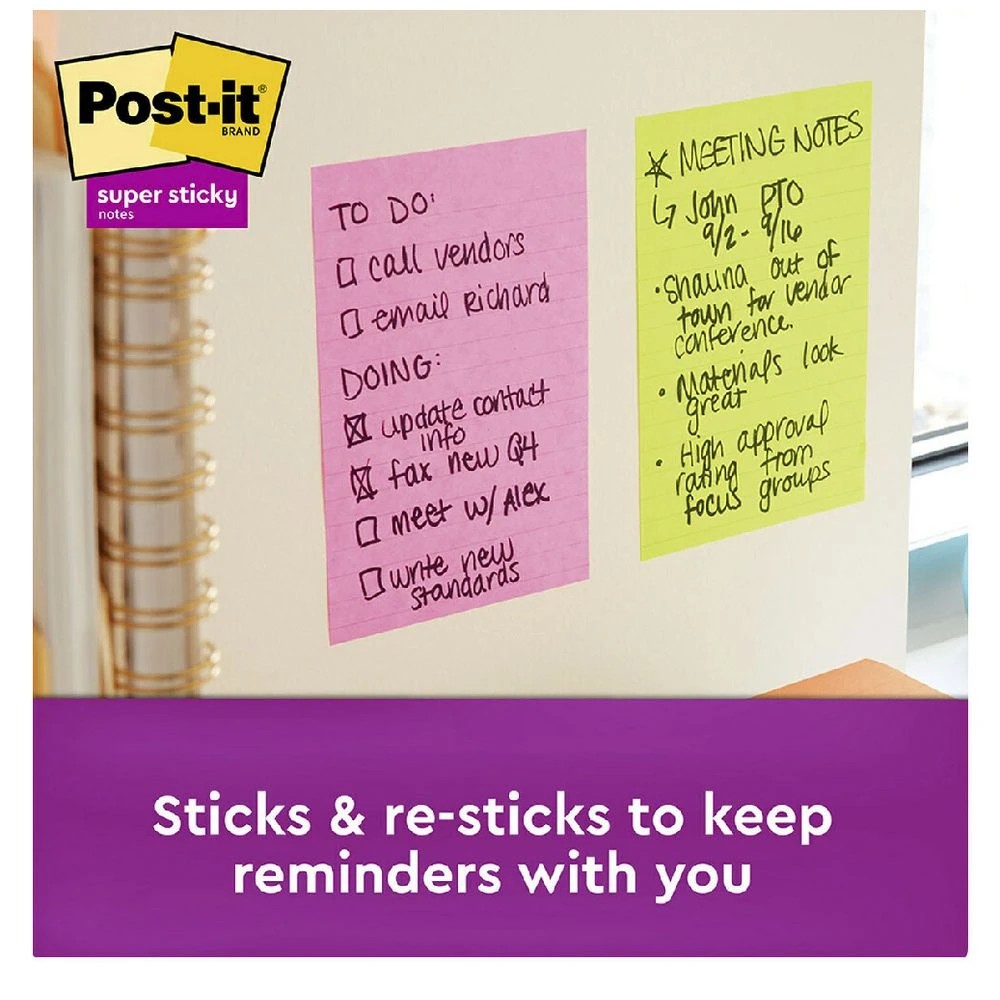 3 Post-it Super Sticky Notes 101 x 152mm Supernova Neons 3 Pack, 3 of 9