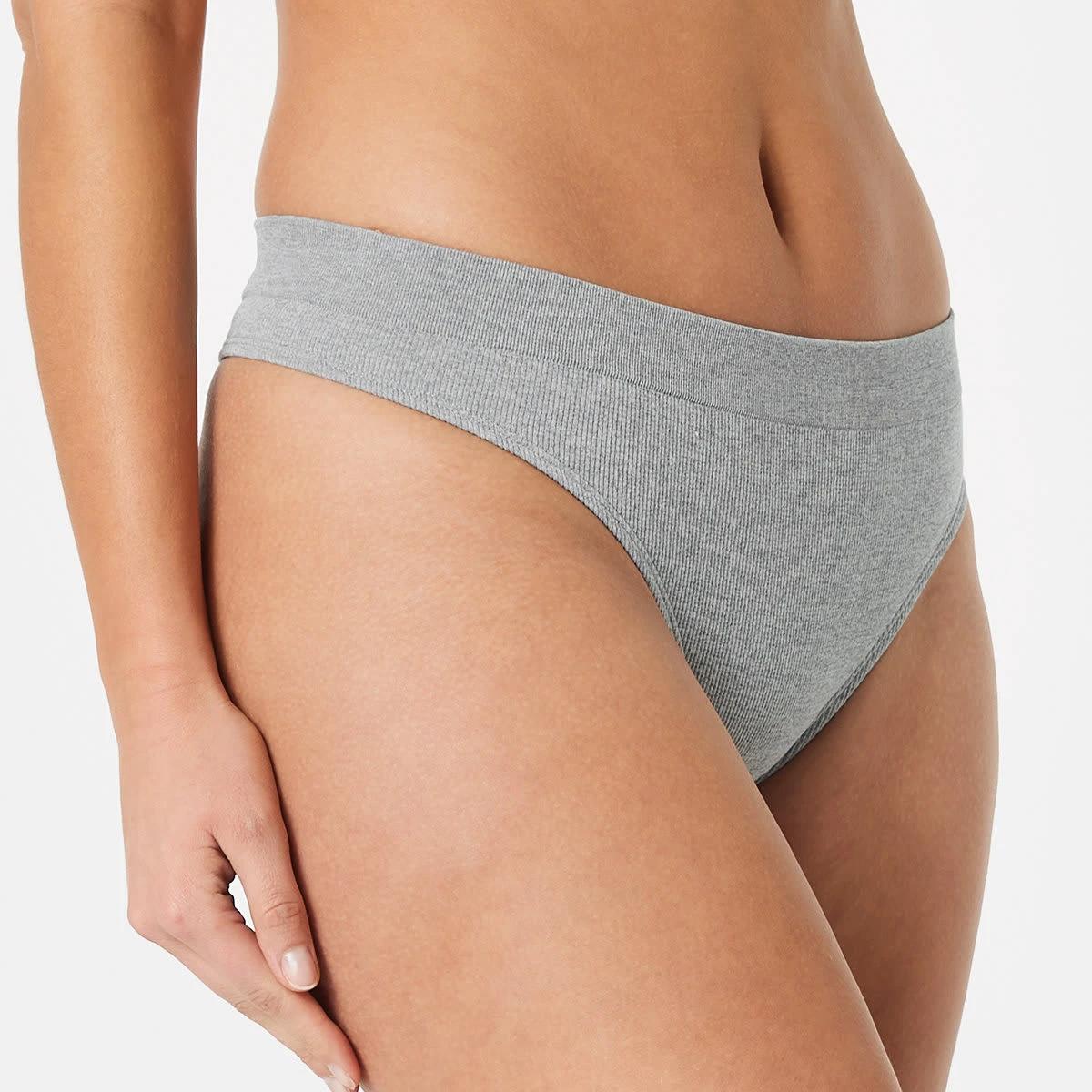 6 3 Pack Rib Seamfree G-string Briefs BLACK, GREY MARLE, BLACK, 6 of 7