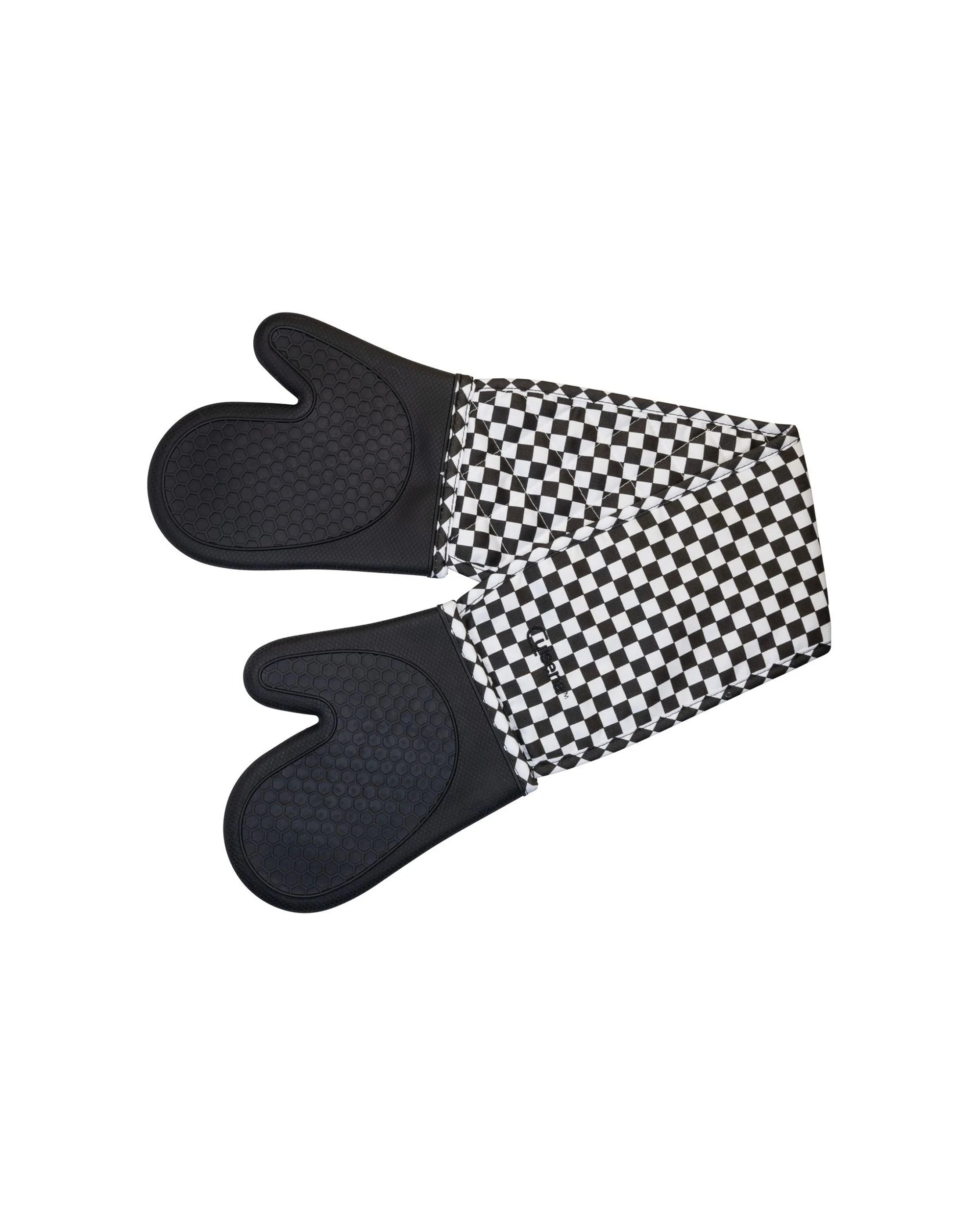 7 Cuisena Silicone Fabric Double Oven Glove — Heat-Resistant Black Check Kitchen Mitt - Black, 7 of 10