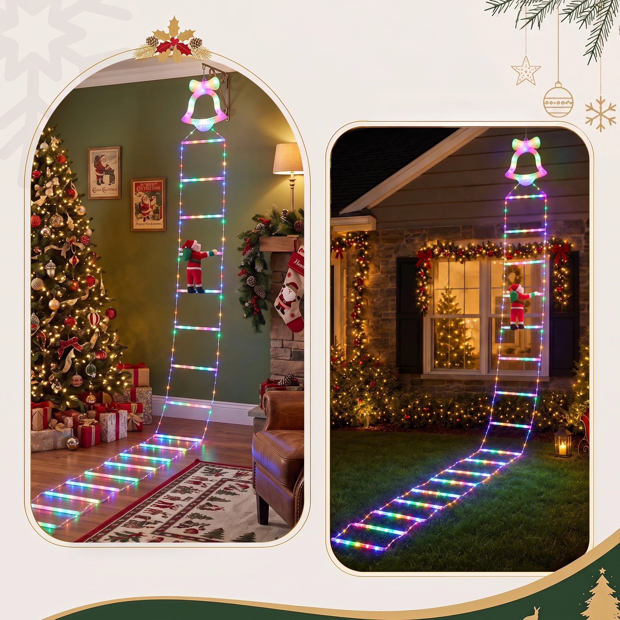 7 Jingle Jollys 3.5M Christmas Lights 300 LED Ladder Light with Santa Claus Decor - Multi, 7 of 9