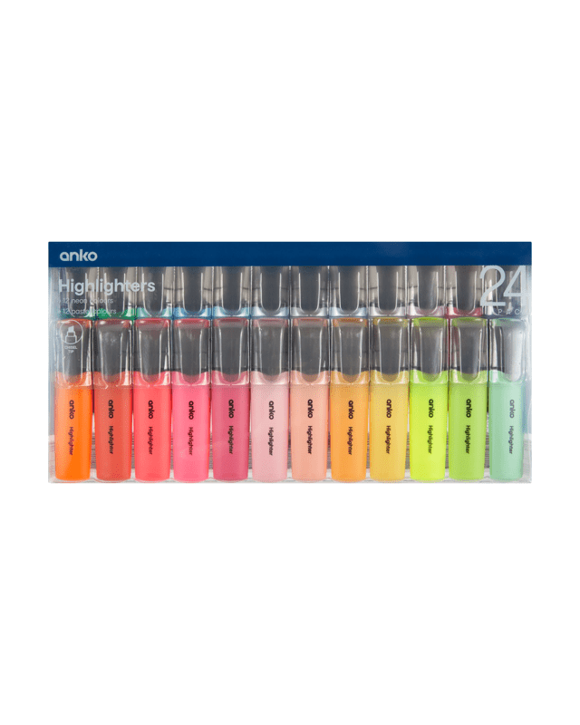 24 Pack Highlighters - Neon and Pa