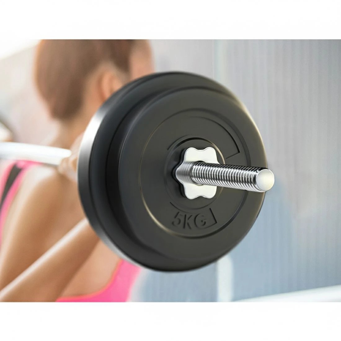 4 Everfit 38kg Barbell Set Weight Plates Bar Lifting Bench 168cm - Multi, 4 of 6