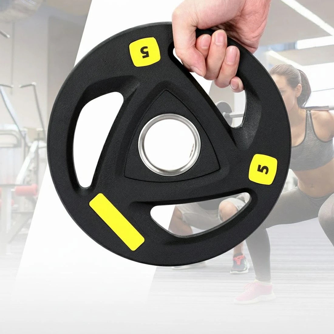 4 Everfit Weight Plates Olympic 5kgx2 Dumbbells Barbells Plate Weight Lifting - Black, 4 of 6
