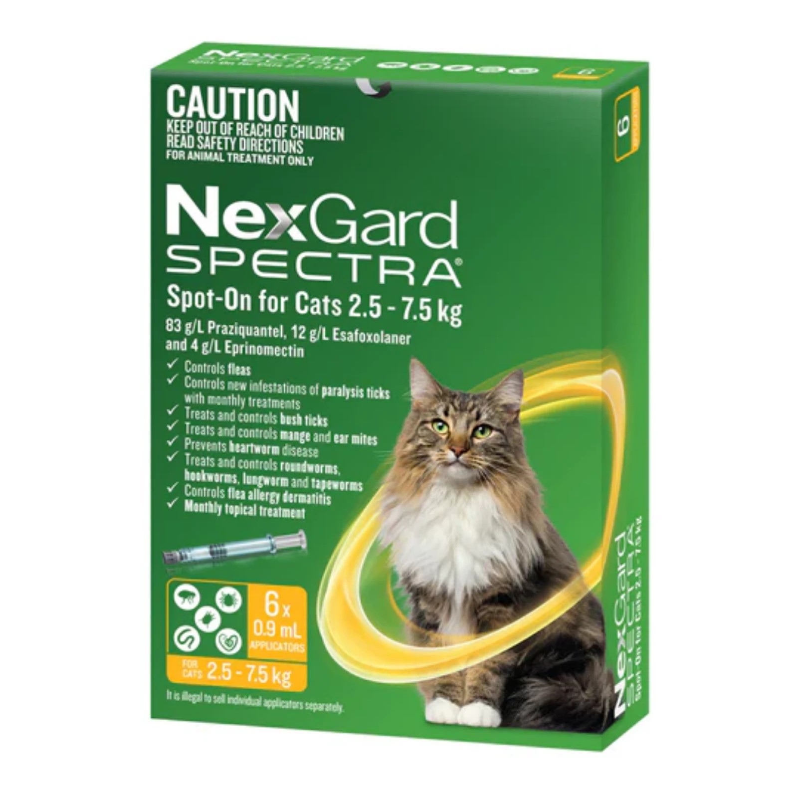 1 Nexgard Spectra Spot-on For Cats (2.5 - 7.5 Kg) - 6pack, 1 of 2