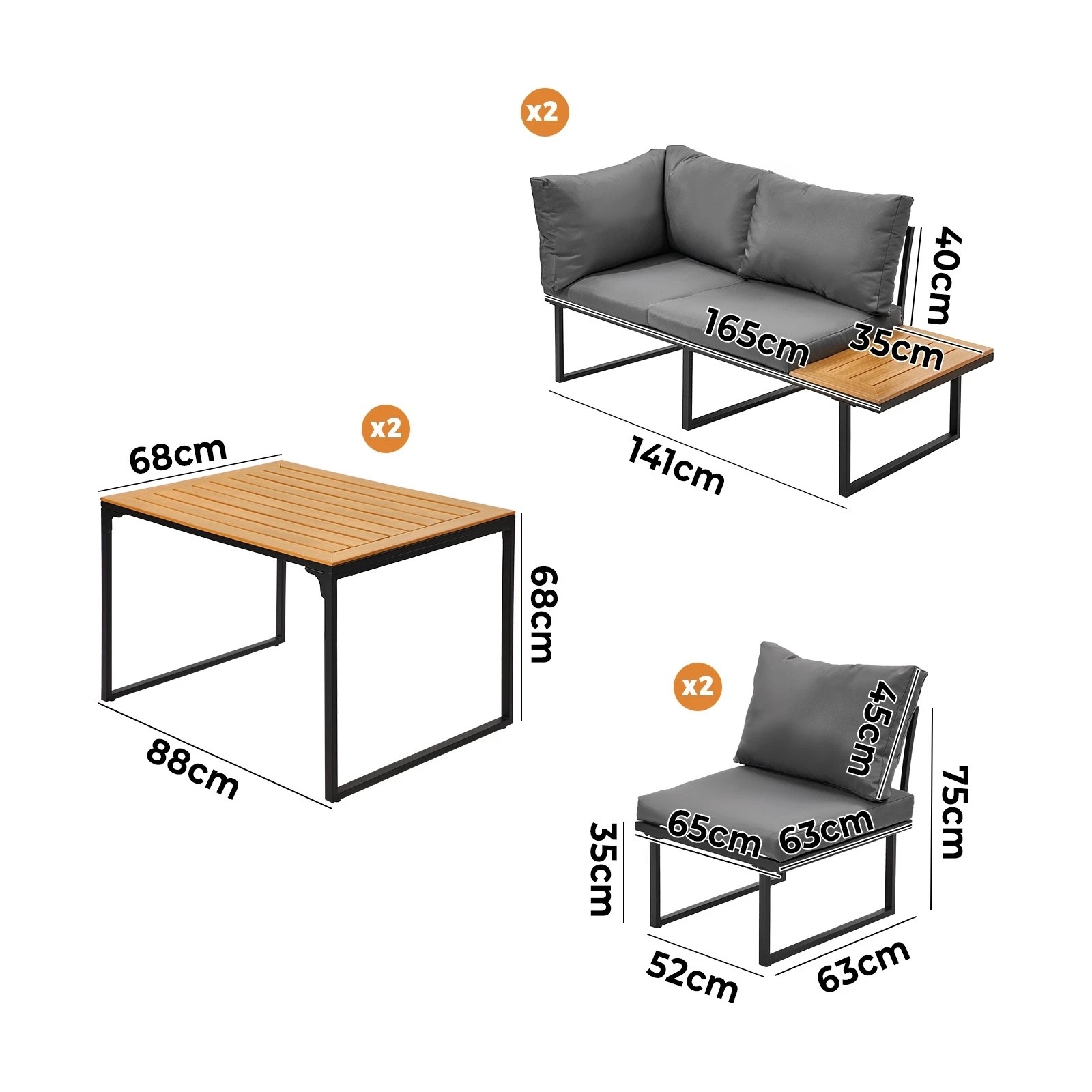 2 Livsip 6 Seater Outdoor Dining Sofa Setting Lounge Furniture 2 Side Table - Multi, 2 of 8