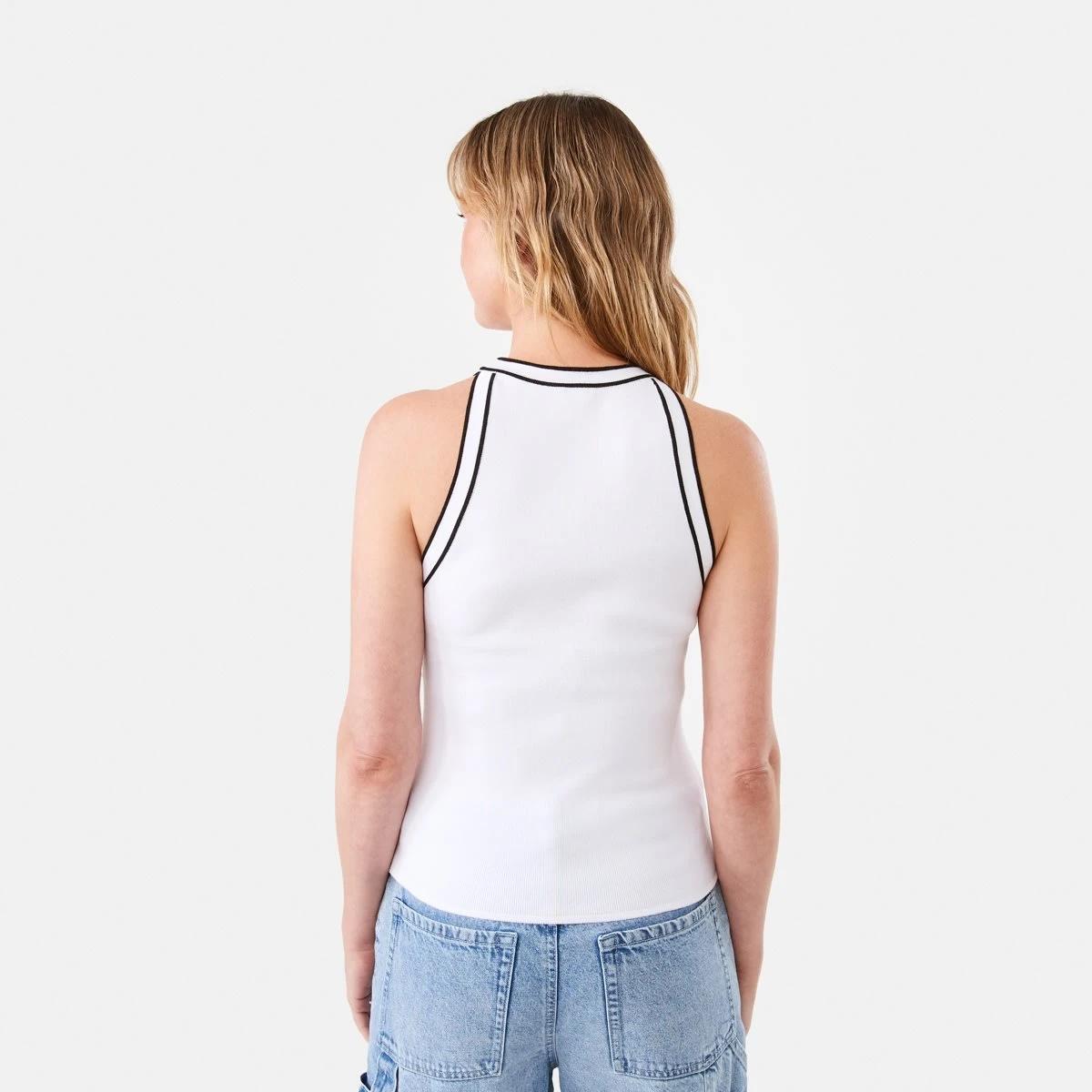 4 Sleeveless True Knit Cutaway Top Wht Blk, 4 of 7