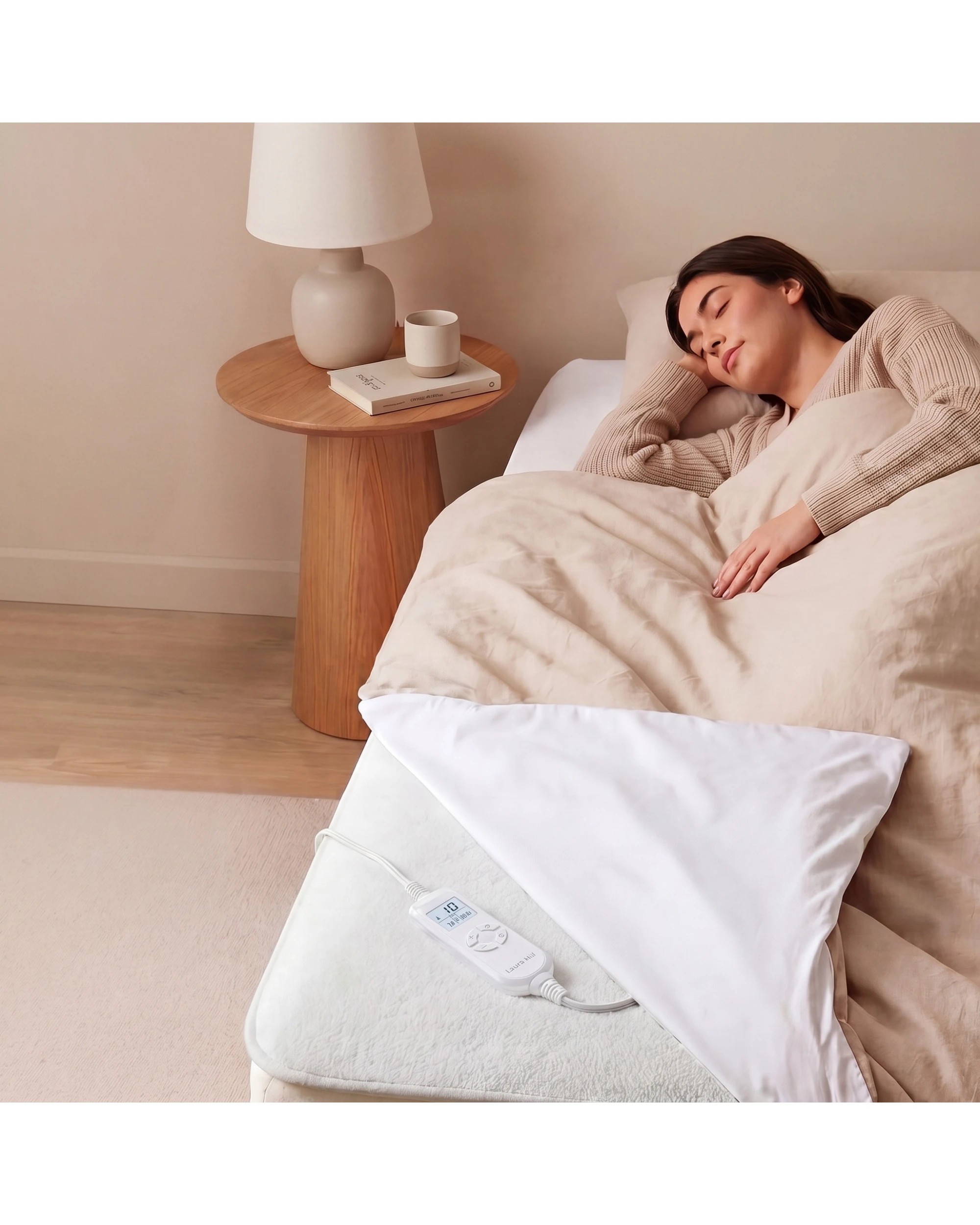8 Laura Hill Double Electric Heated Underlay Blanket, Fleecy Fabric with Timer - Double Bed - White, 8 of 10