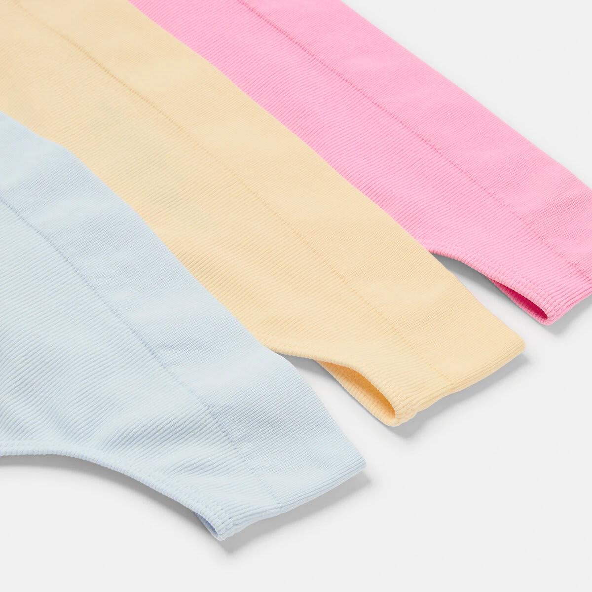 2 3 Pack Rib Seamfree G-string Briefs HALOGEN BLUE, YELLOW FLAN, SACHET PINK, 2 of 7